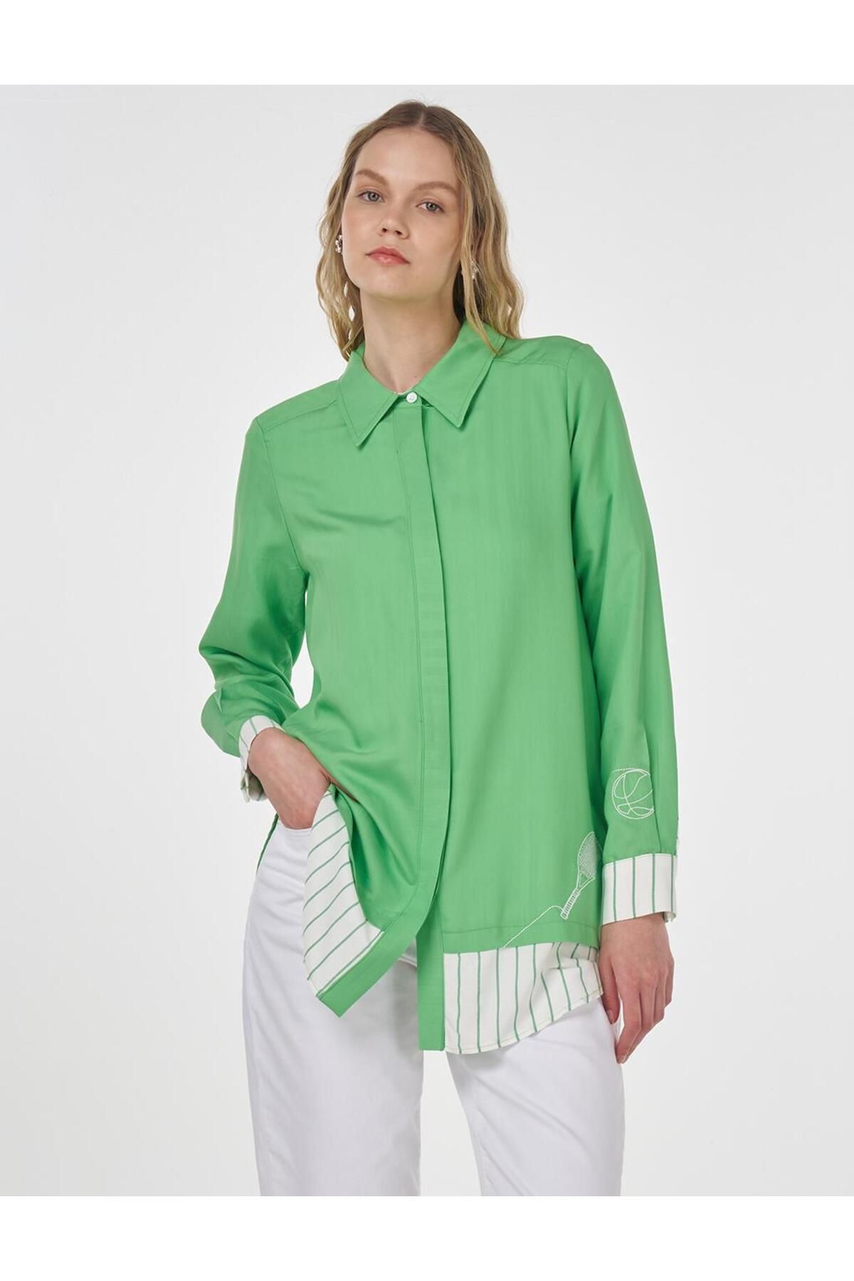 KYR Tenis Raketi İşlemeli Tunik Light Green