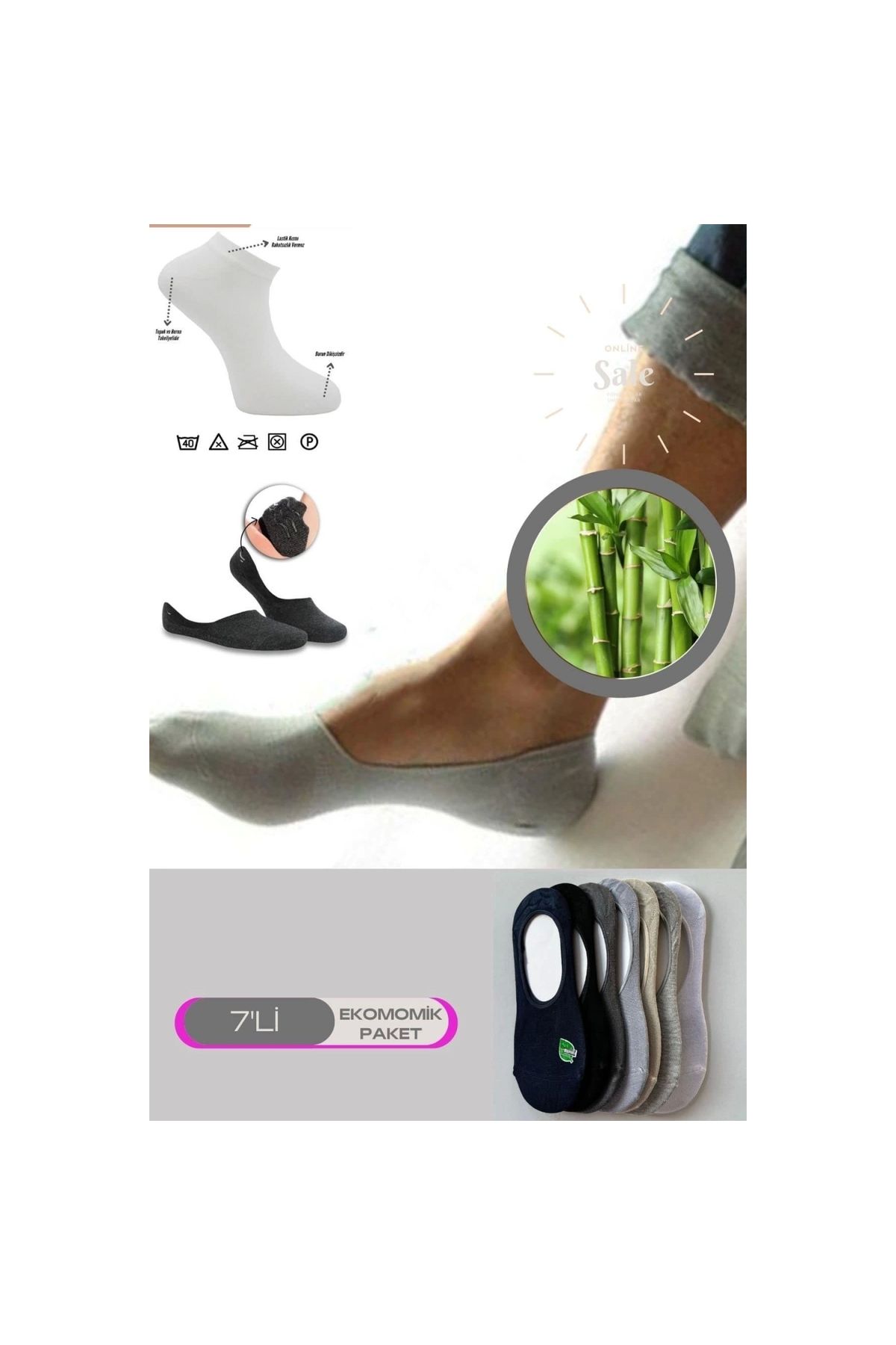 Narnuga MİRAXX 6lı Bambu Topuk Burun Dikişsiz Görünmez Spor Kadın Babet Çorap 1007-6lı