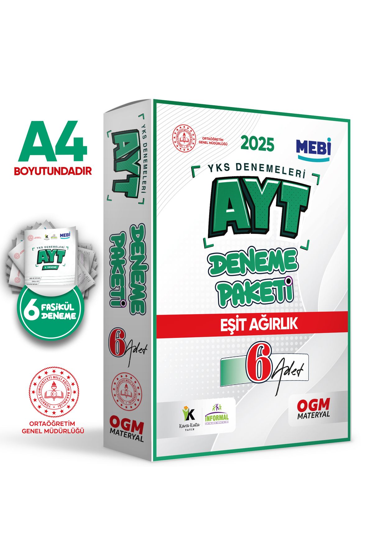 Karakutu Yayınları 2025 YKS-AYT MEBİ ONLİNE Güncel EŞİT AĞIRLIK (TM) 6lı Seri Deneme Fasikül Paketi (A4 Renkli)