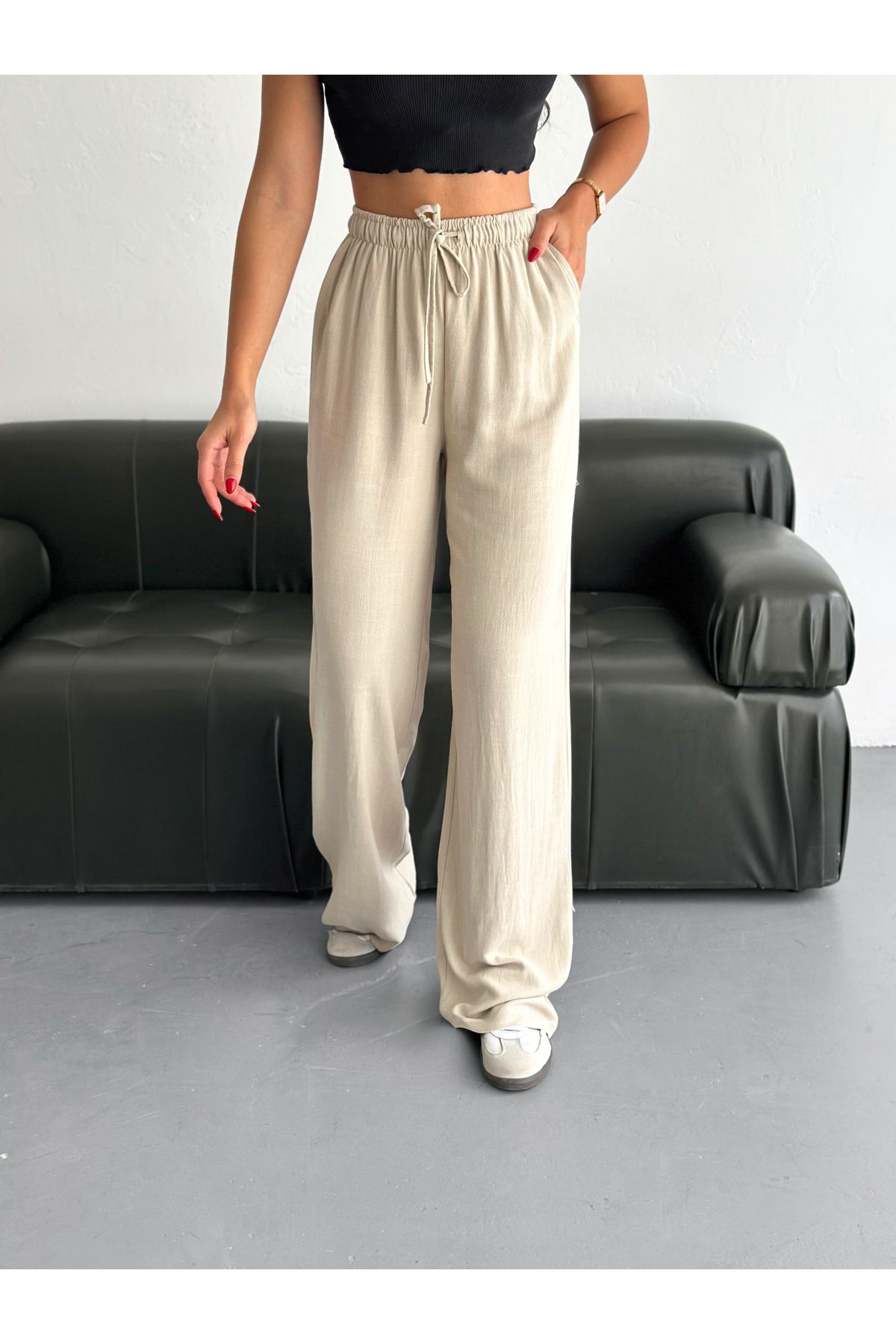 Slim'N Lift Bol Kesim Keten Pantolon