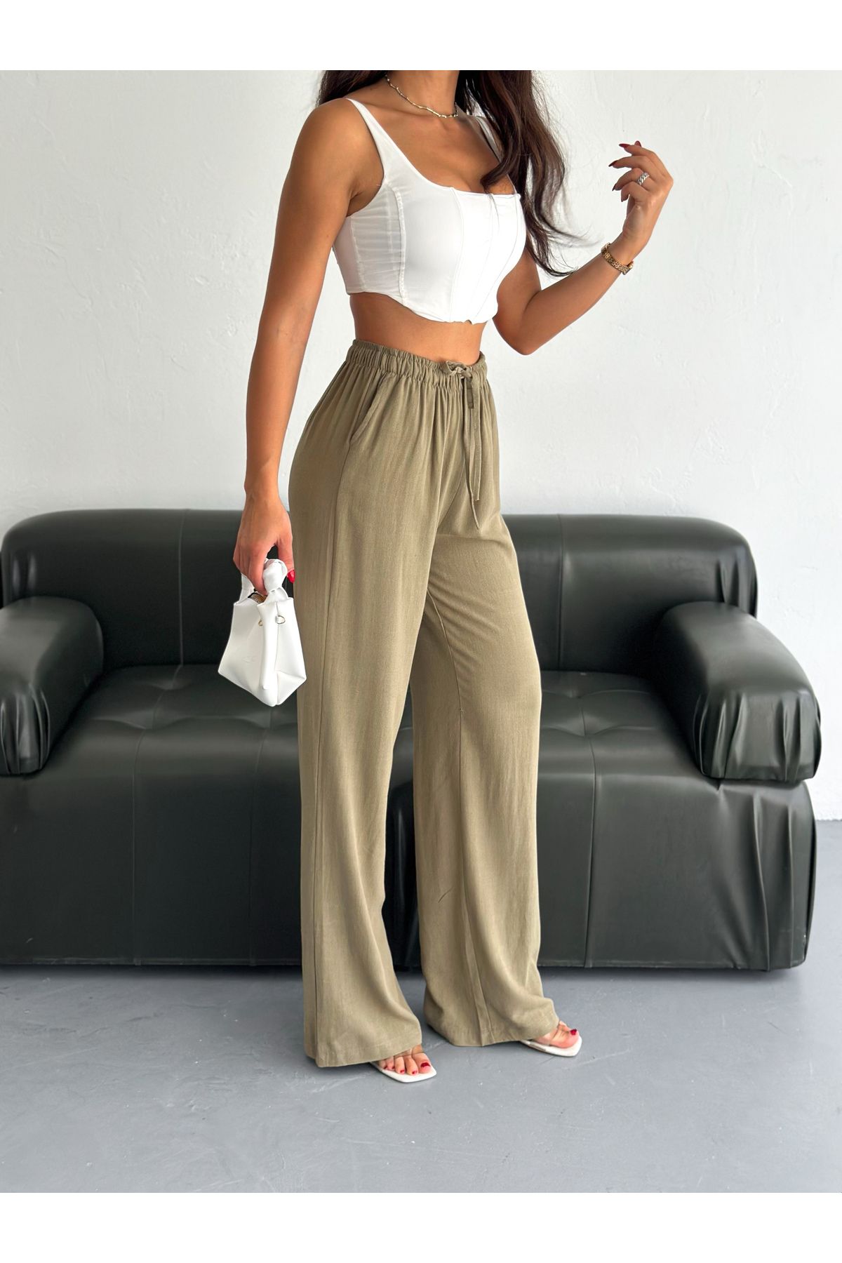 Slim'N Lift Bol Kesim Keten Pantolon