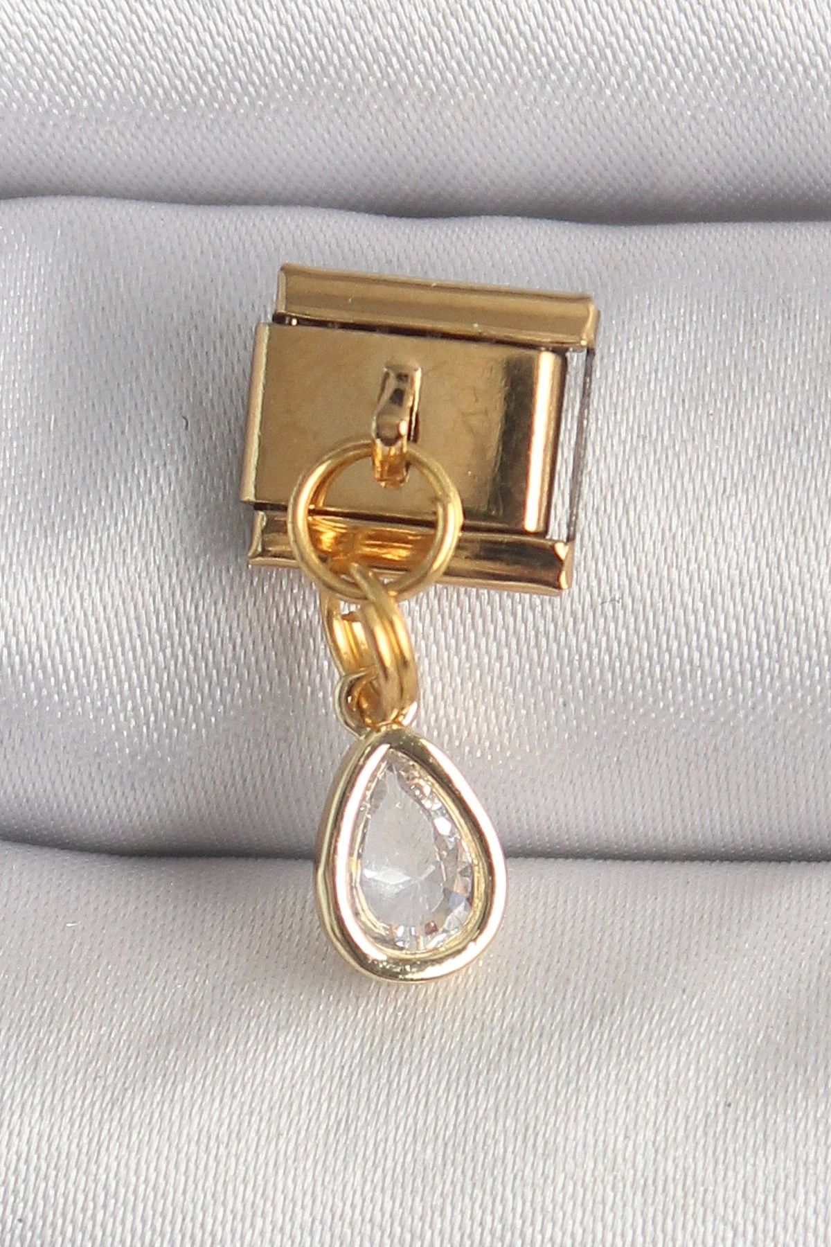 luz&pos 316L Çelik Gold Renk Sallantı Damla Zirkon Taşlı Nomination Charm