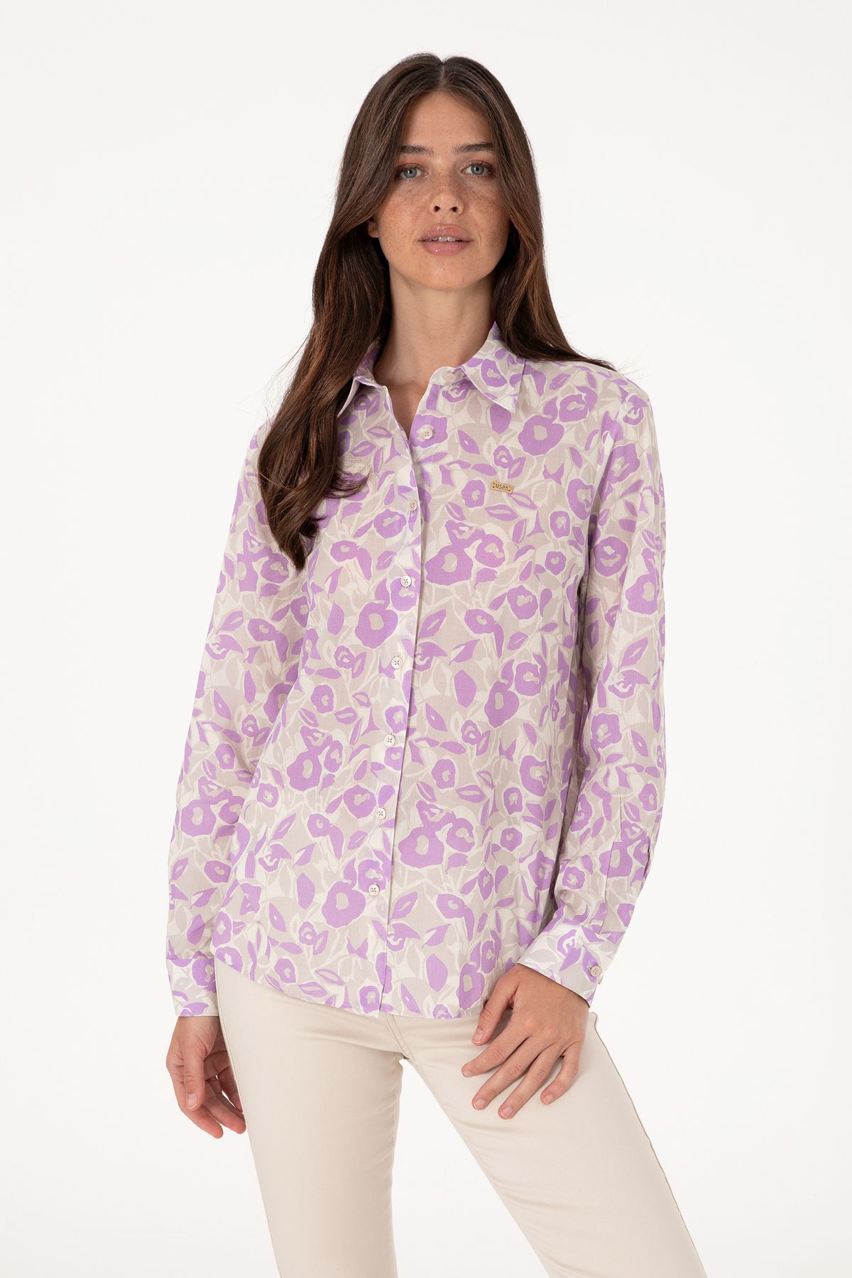U.S. Polo Assn. Kadın Lila Uzun Kollu Gömlek 50299403-VR034