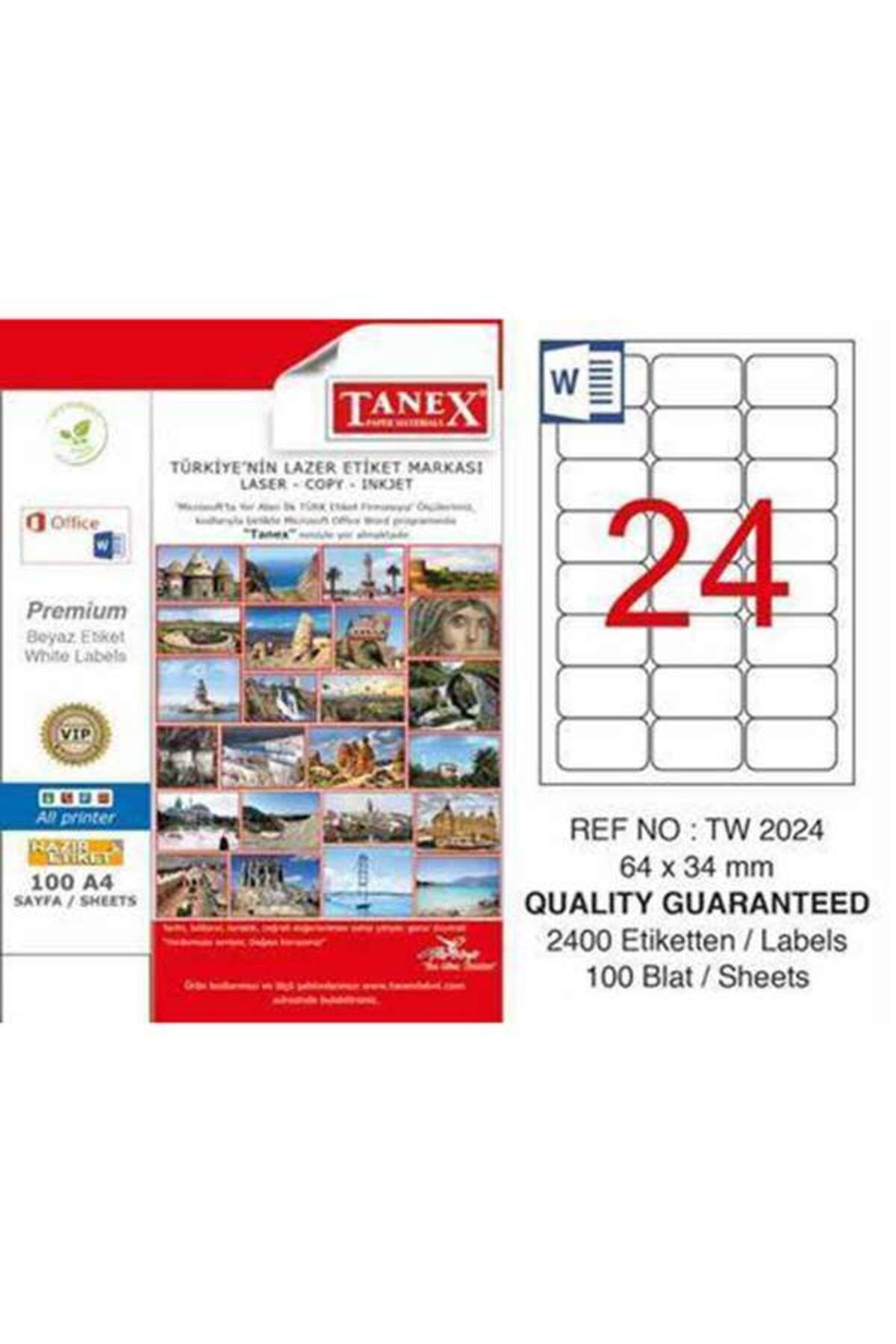 Tanex Lazer Etiket TW-2024 64x34 mm