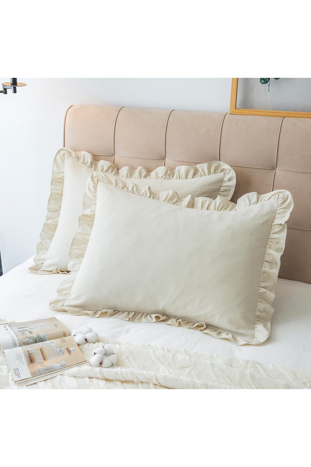 minoshes %100 Pamuklu Ham Keten Dekoratif Yastık Kılıfı 50 x70 cm 2 Adet