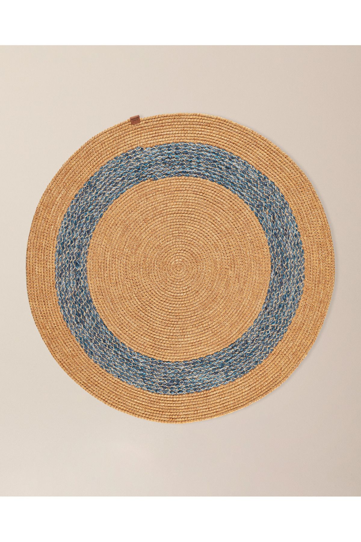 Madame Coco Vernal Yuvarlak Kilim - Naturel/Mavi - 100 cm