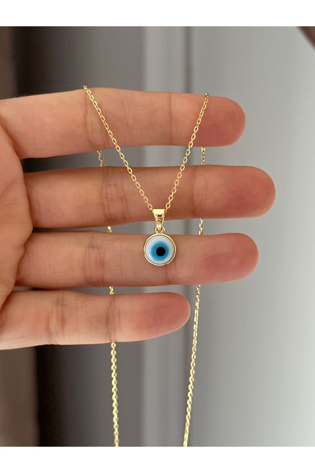 emy by emel luxury silver jewelry Altın Kaplama Nazar Boncuklu Kolye 925 Ayar Gümüş
