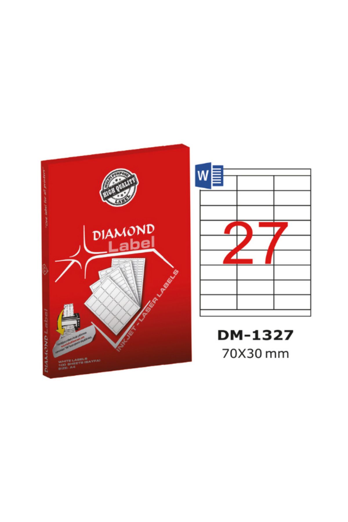 ASİL DOĞAN Diamond Lazer Etiket DM-1327 70x30 mm