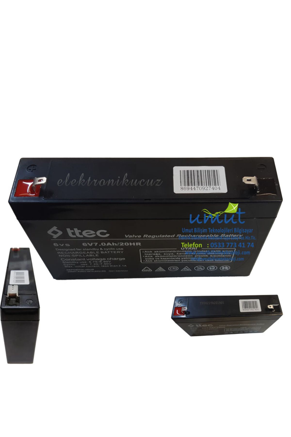 Ttec 6V 7Ah Akü Kuru Tip Oyuncak Aküsü 6 Volt 7 Amper Akü 6v 7ah 20hr Bakımsız Kuru Akü Bakımsız 6 volt