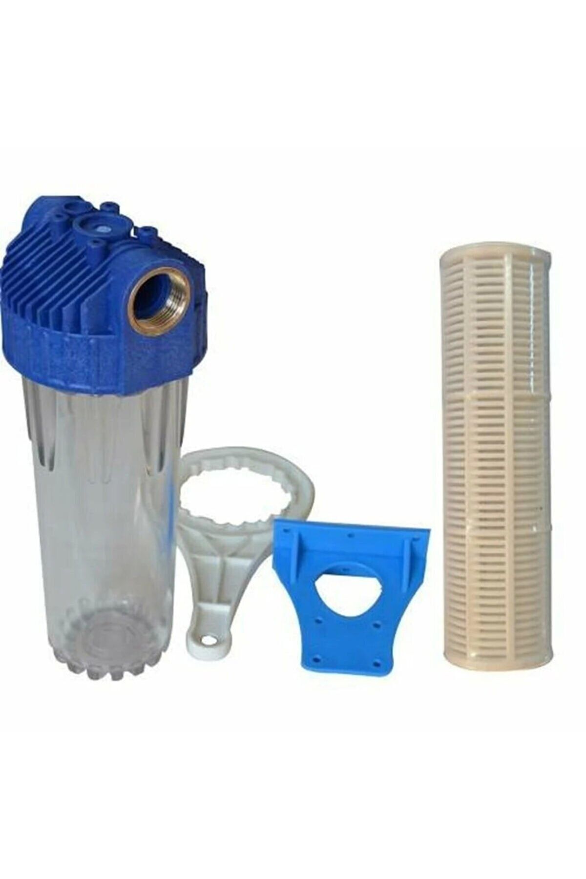 REVERSOSMOZARISU Su Arıtma 10" Daire Girişi 3/4" in-out Şeffaf Filtre Kabı ve Yıkanabilir Filtre