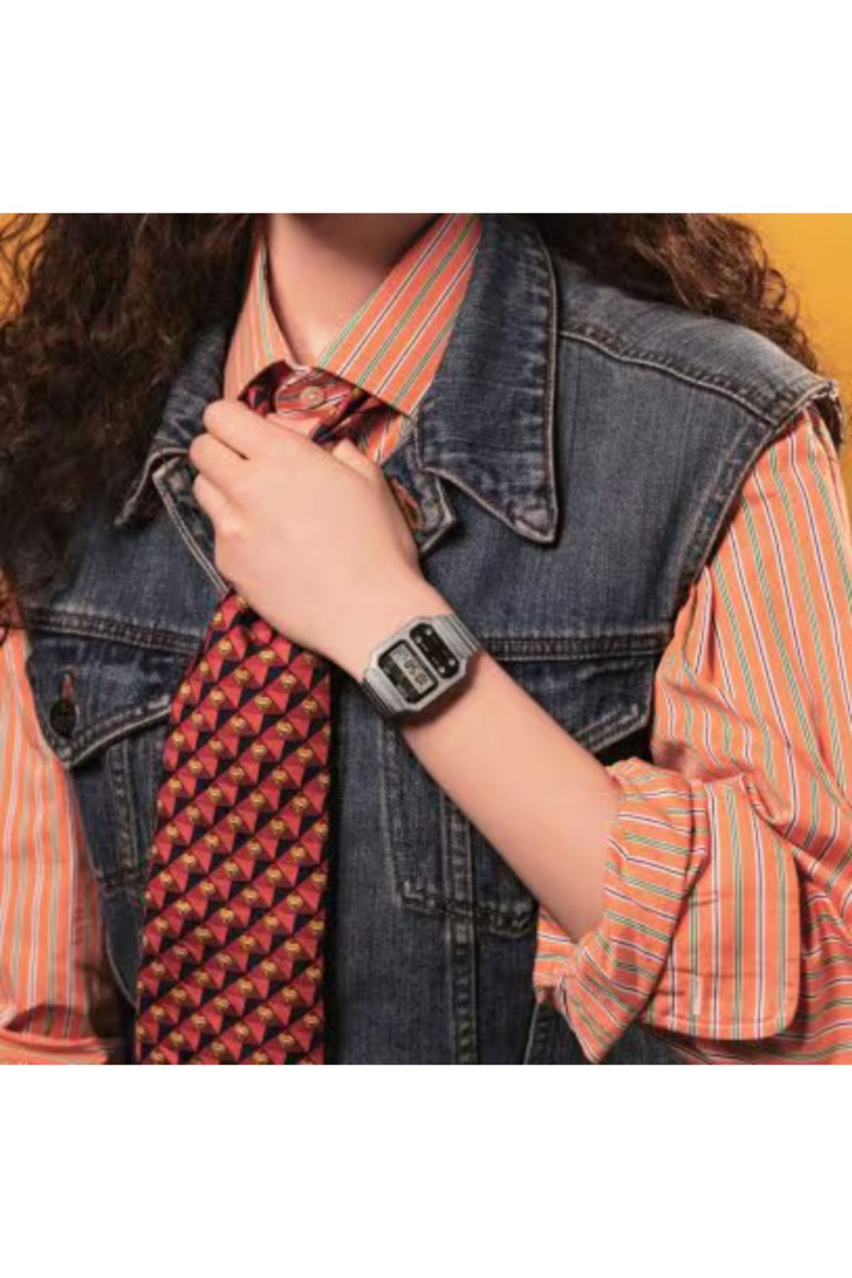 Casio-CASIO Unisex Digital Grey Dial Watch - A100WE-1ADF 5