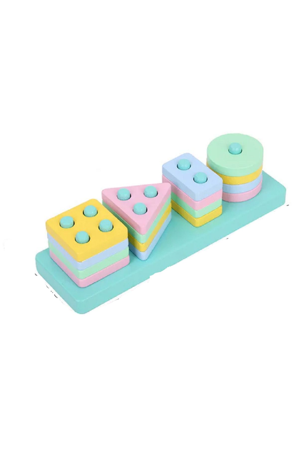 rexa-Wooden Shape Colour Sorting Preschool Stacking Blocks Toddler Puzzles 1
