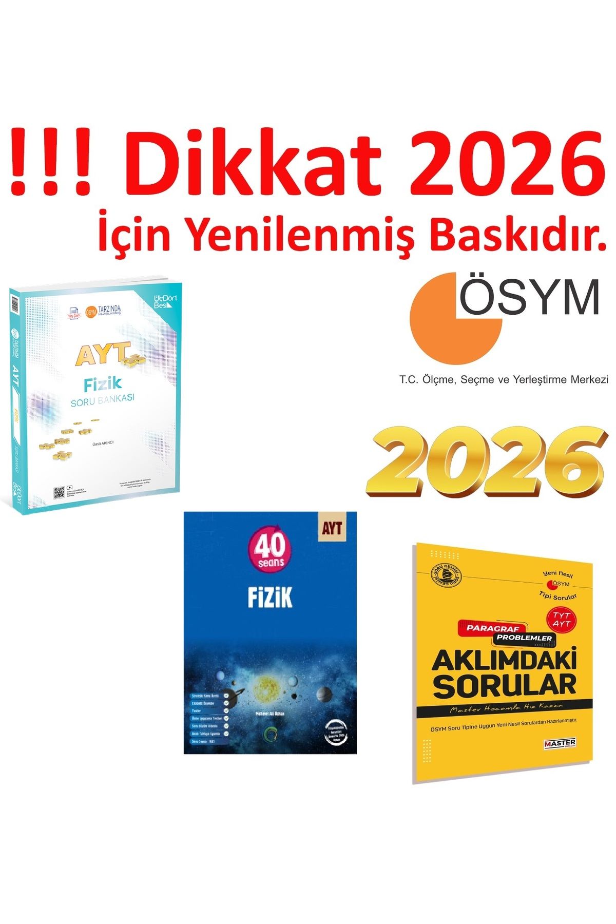 Üç Dört Beş Yayıncılık Üç Dört Beş Yayıncılık AYT Fizik Soru Bankası & Okyanus AYT 40 Seans Fizik Konu Anlatımlı Soru Banka