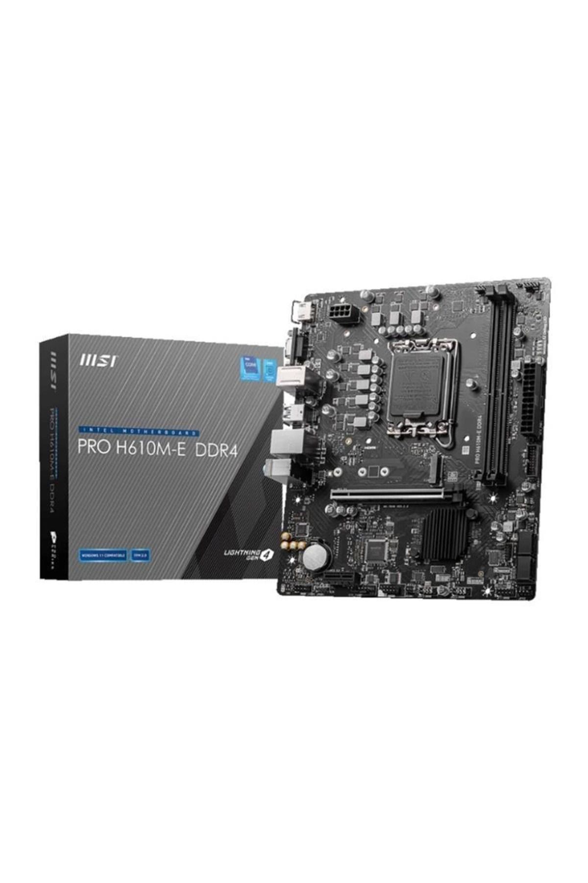 DENİZBİLİŞİM Msi Pro H610M-E Ddr4 3200Mhz 1Xvga 1Xhdmi 1Xm.2 Usb 3.2 Matx 1700P (12. / 13. Ve 14. Nesil İşlemci