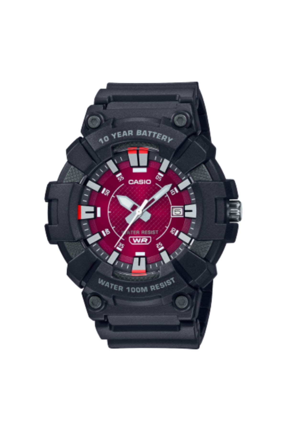 Casio-CASIO Men's Analog Red Dial Watch - MW-610H-4AVDF 1