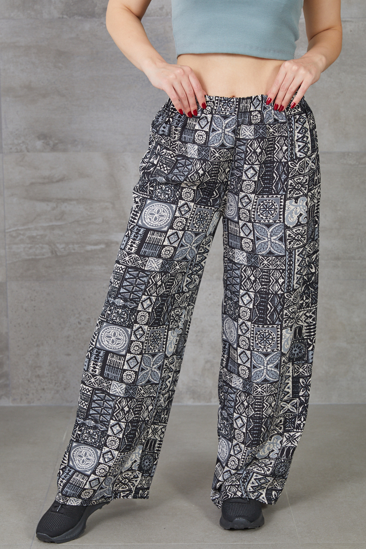 DPARİS-Ethnic Pattern Wide Leg Trousers 6