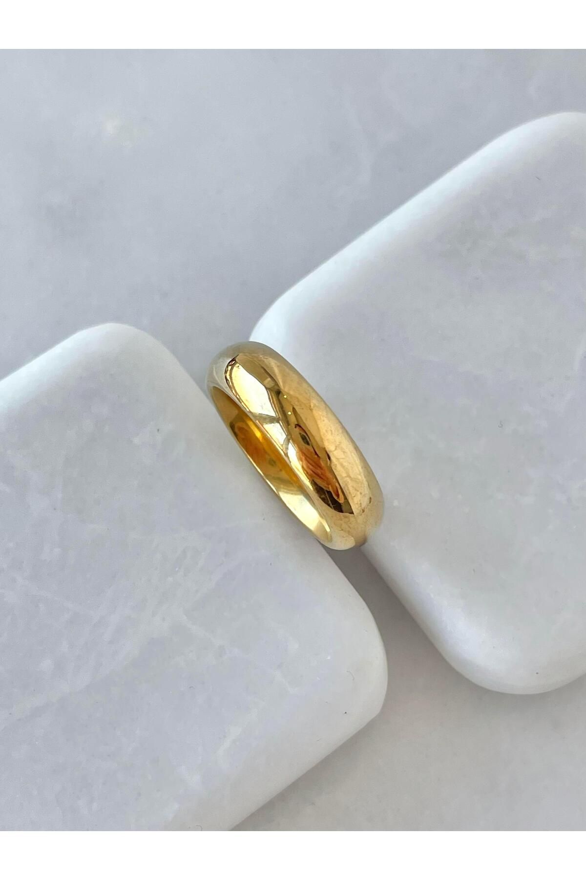 Seda Bijuteri Çelik Alyans Yüzük Gold