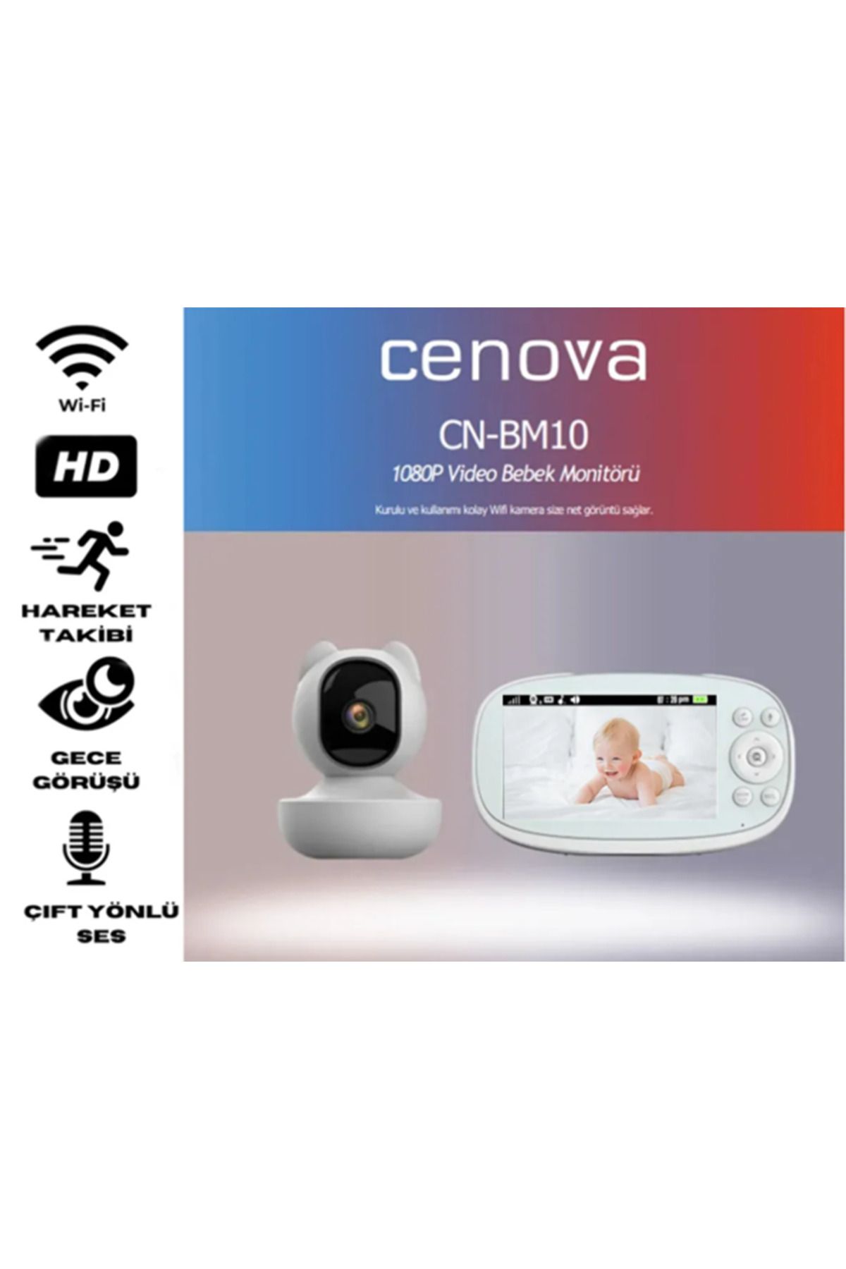 NORTSA CN-BM10 1080P Video Bebek Monitörü ve Kamerası 5000 mAh Gece Görüşlü