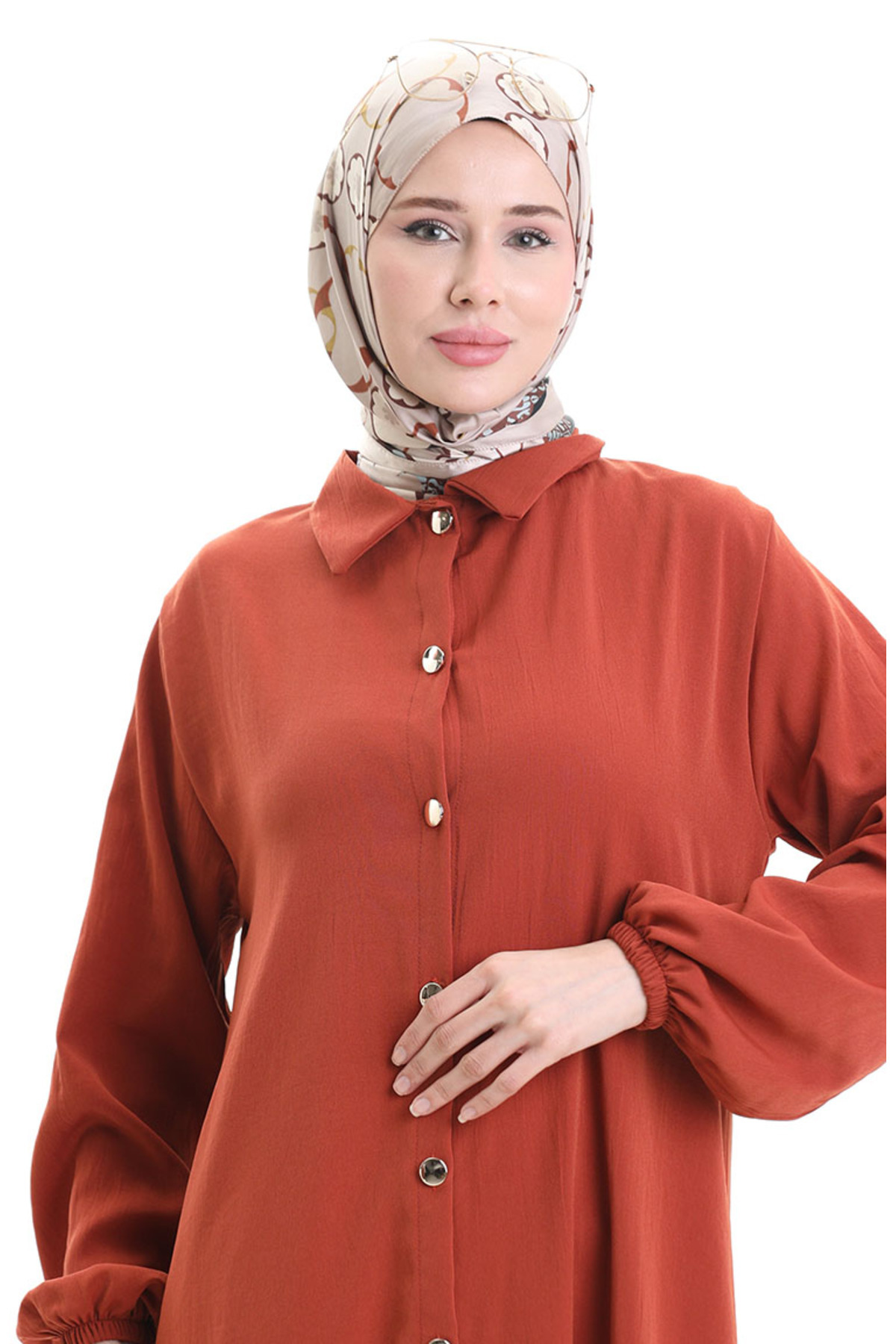 sefamerve-Buttoned Long Tunic Trousers Double Suit 0089-07 Tile 3