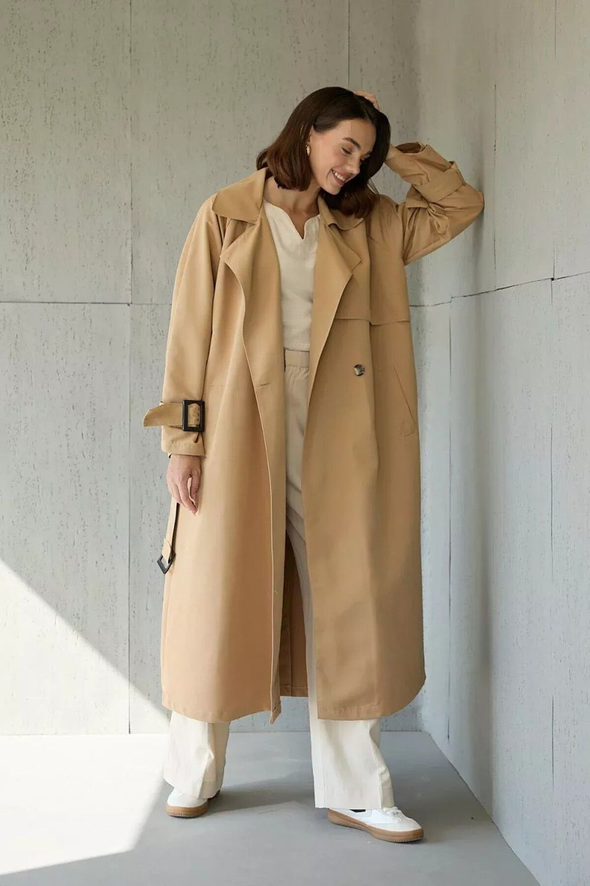 FERHEL Kadın Pera Oversize Trençkot 18-1001