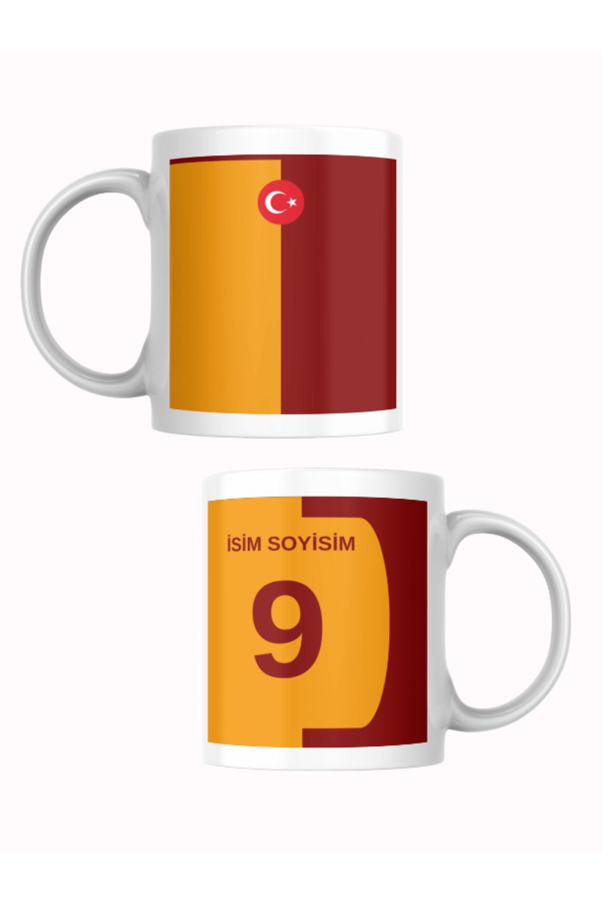 HEREVE KİŞİYE ÖZEL SARI KIRMIZI KUPA BARDAK