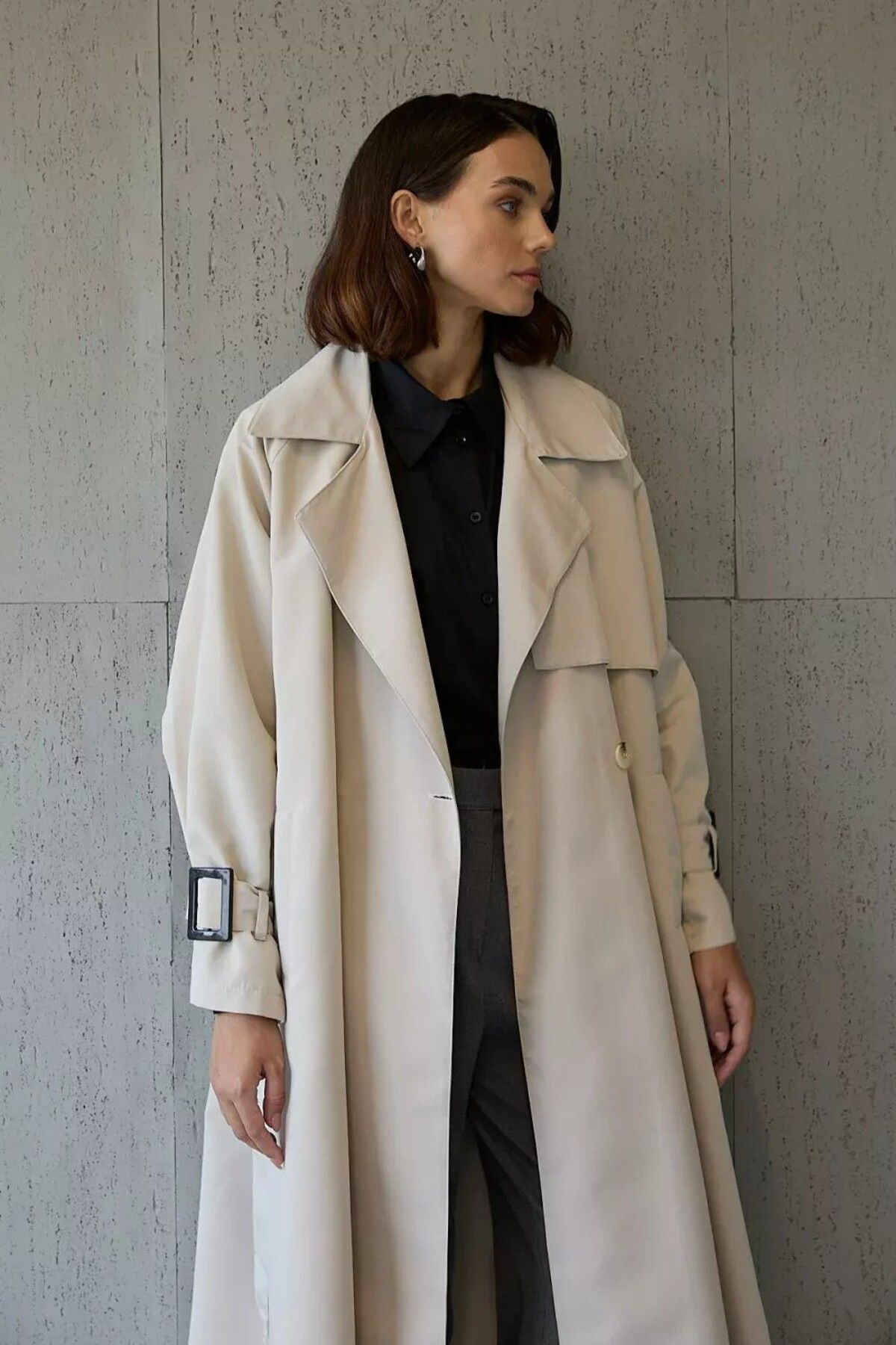 Kirazgym Kadın Pera Oversize Trençkot 18-1001
