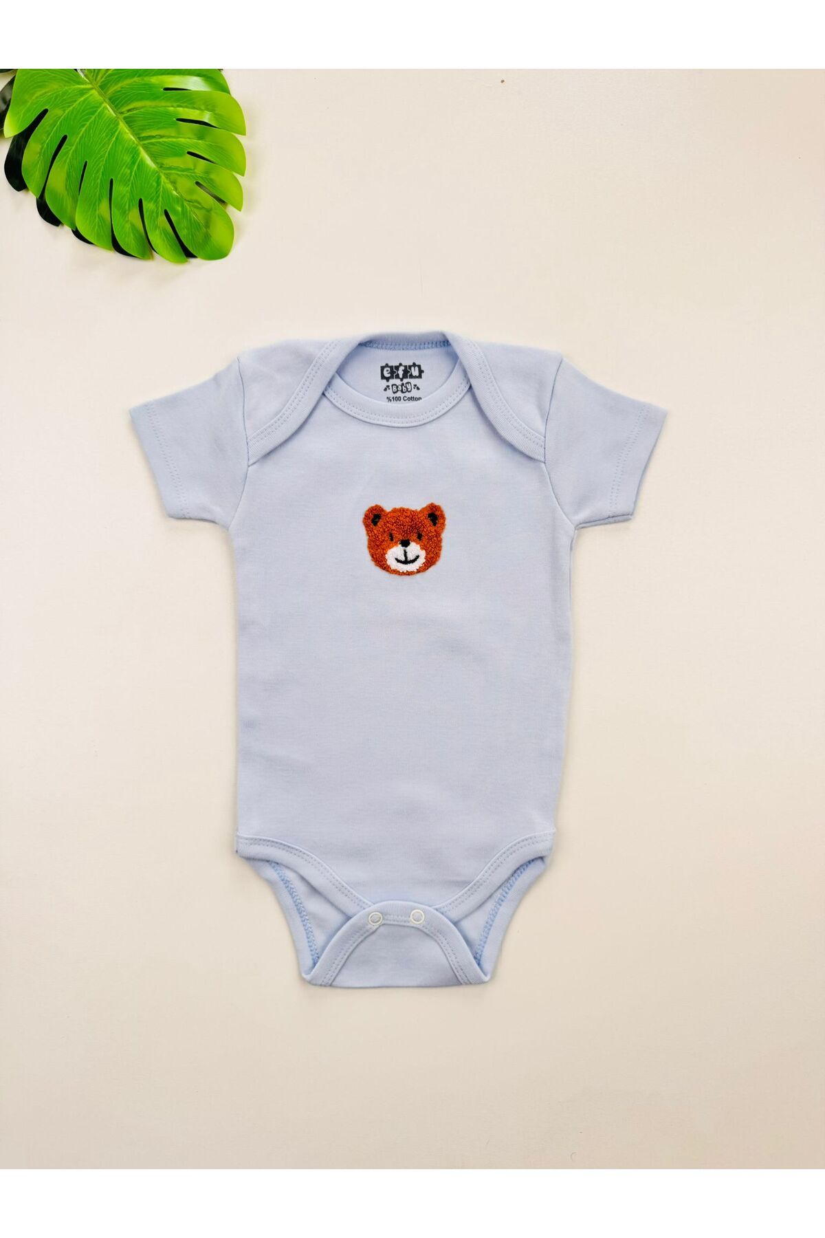 EFU BABY Ayıcık Süzene Nakışlı Çıt Çıtlı Unisex Bebek Body