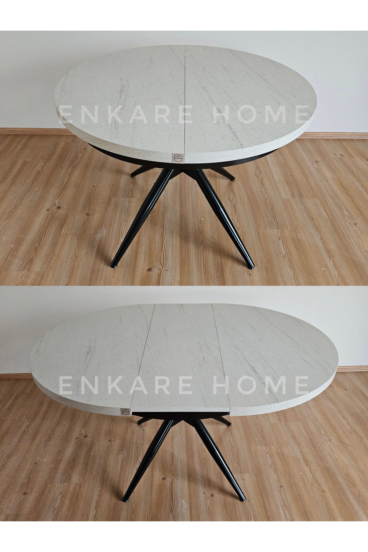 Enkare Oliva Yuvarlak Açılabilir Yemek Masası – 100x100 - 140 cm | 4-6 Kişilik | Mdf Mutfak ve Salon