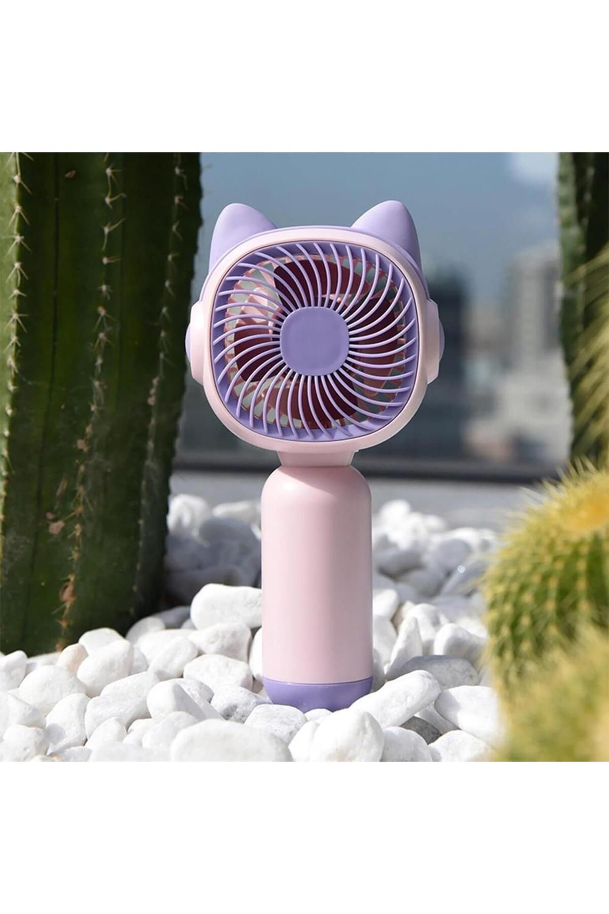 Kelebek Oyuncak Kedi Figürlü Şarjlı Mini El Fanı