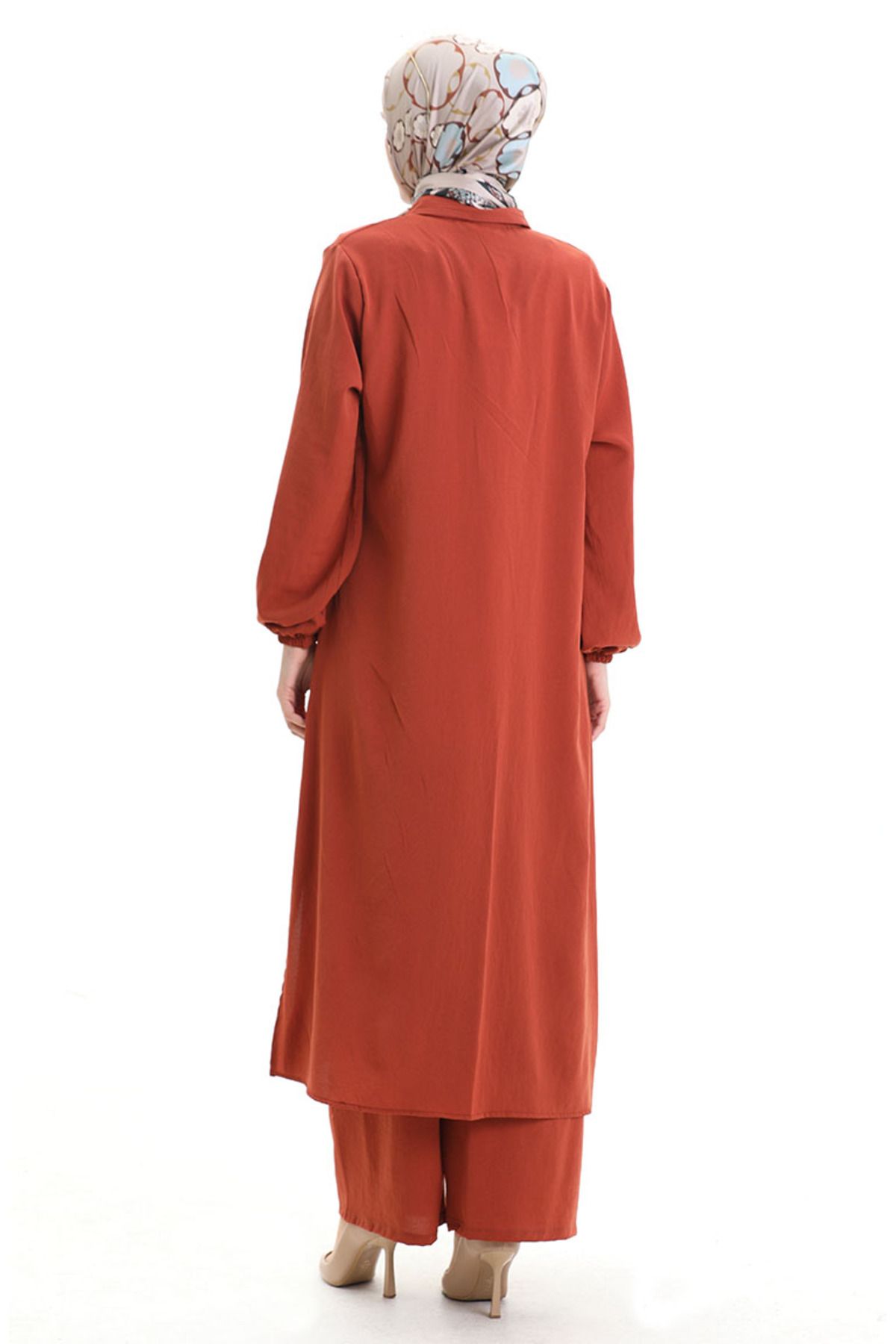 sefamerve-Buttoned Long Tunic Trousers Double Suit 0089-07 Tile 5