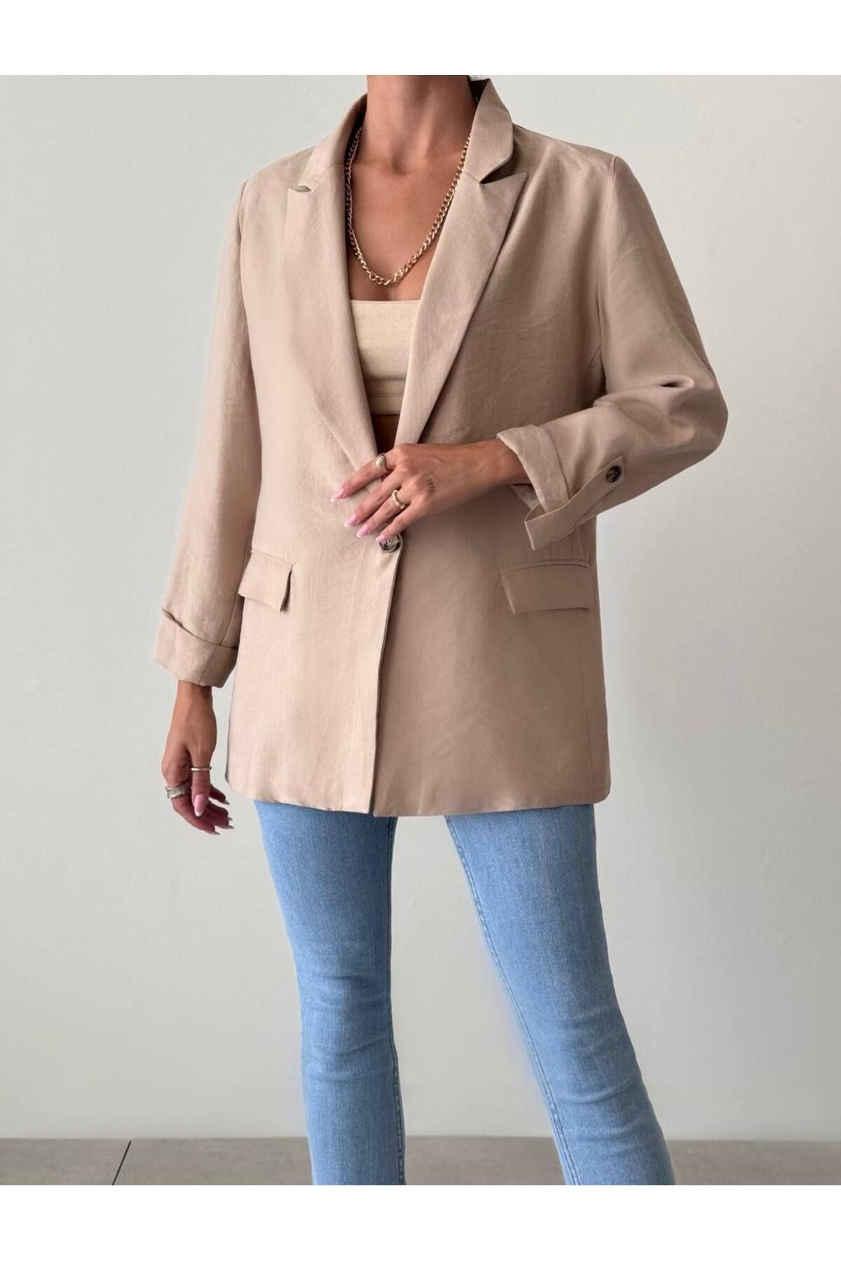 Misscix Official Ekose Desenli Blazer Ceket