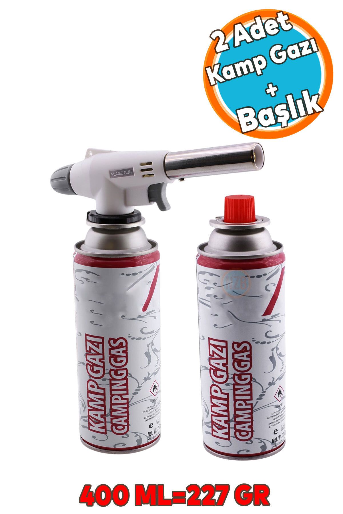 NZB Kamp Gazı Yedek Kartuşu Çakmaklı Pürmüz 227 Gram Piknik Kamp Mangal Mutfak Ateş Tutuşturucu 2+1 Set