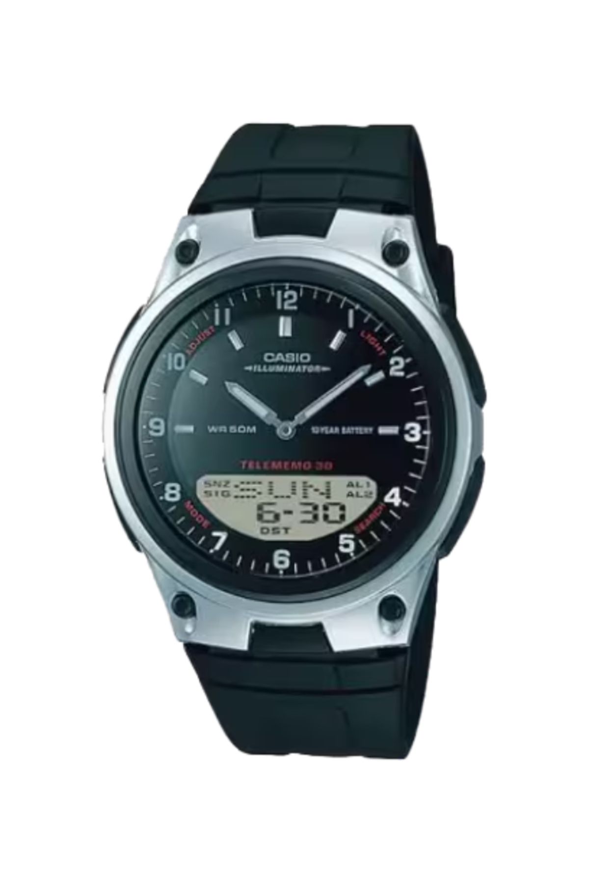 Casio-ساعة كاسيو للرجال، أنالوج ورقمية، بمينا أسود - AW-80-1A 1