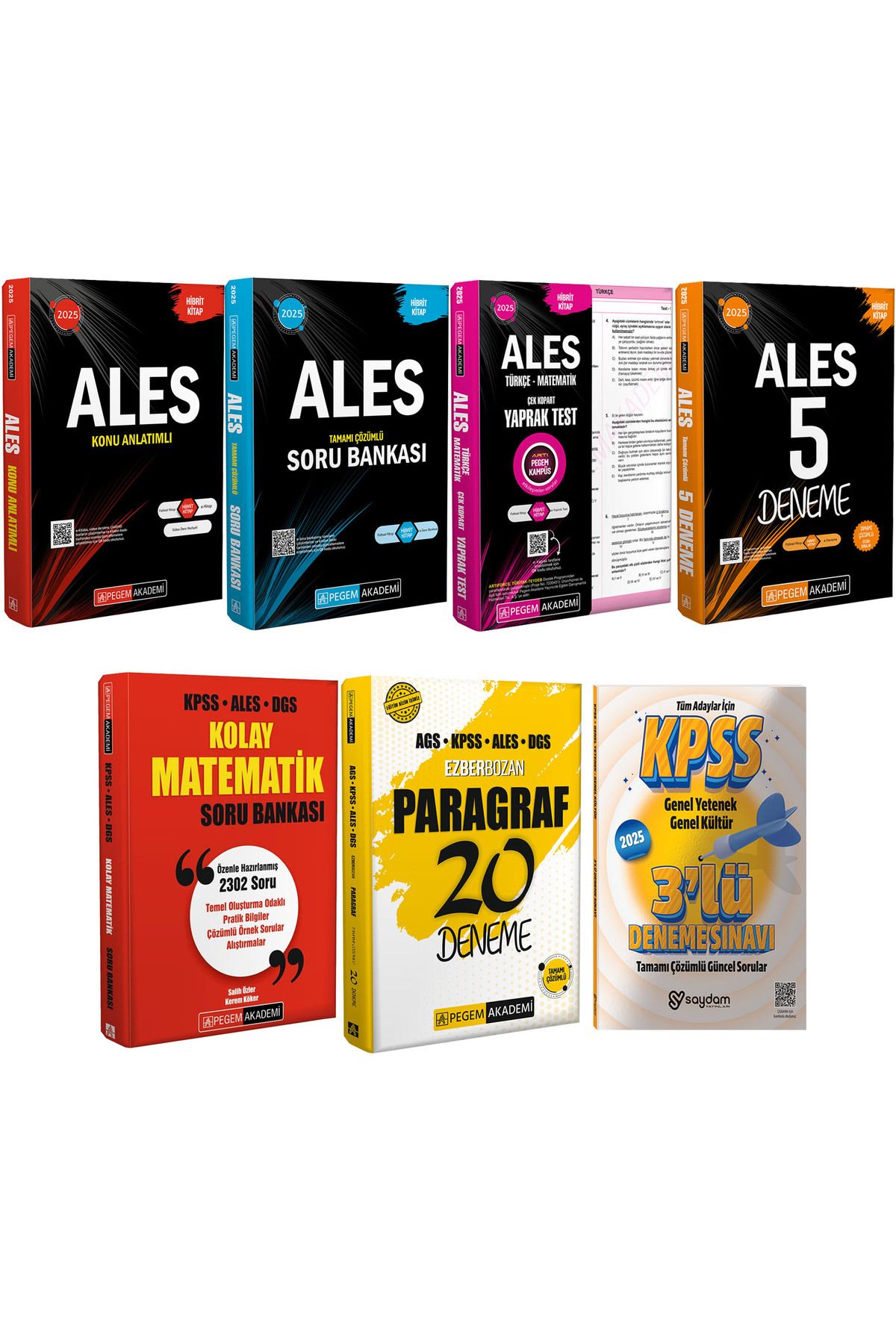 Pegem Akademi Yayıncılık 2025 ALES Konu Anlatımı-Çözümlü Soru Bankası-5 Deneme-Yaprak Test-Kolay Matematik-Paragraf 20 Deneme