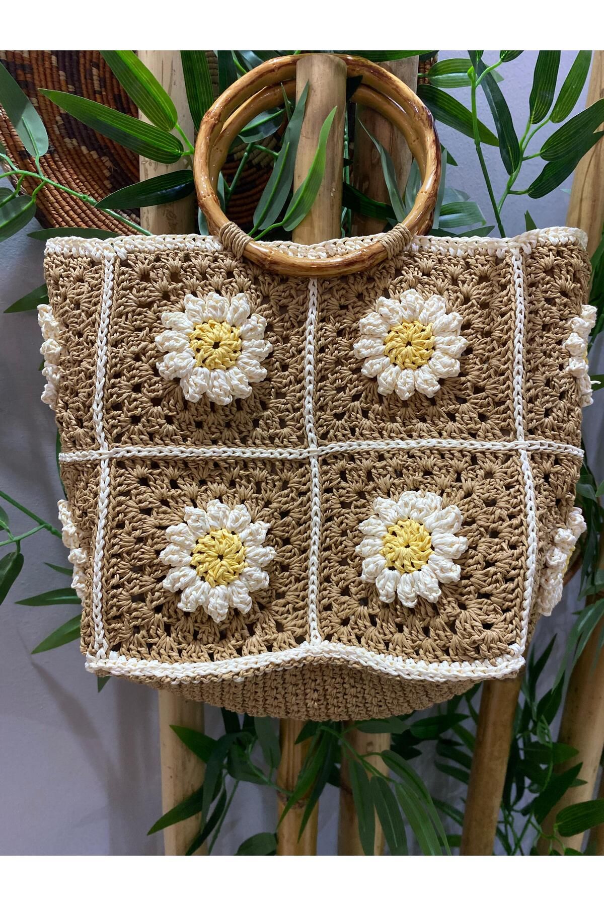 KÜBRA UYAN JEWELRY HASIR PAPATYA MODEL OMUZ ÇANTASI YAZLIK ÇANTA HASIR ÇANTA KADIN ÇANTA