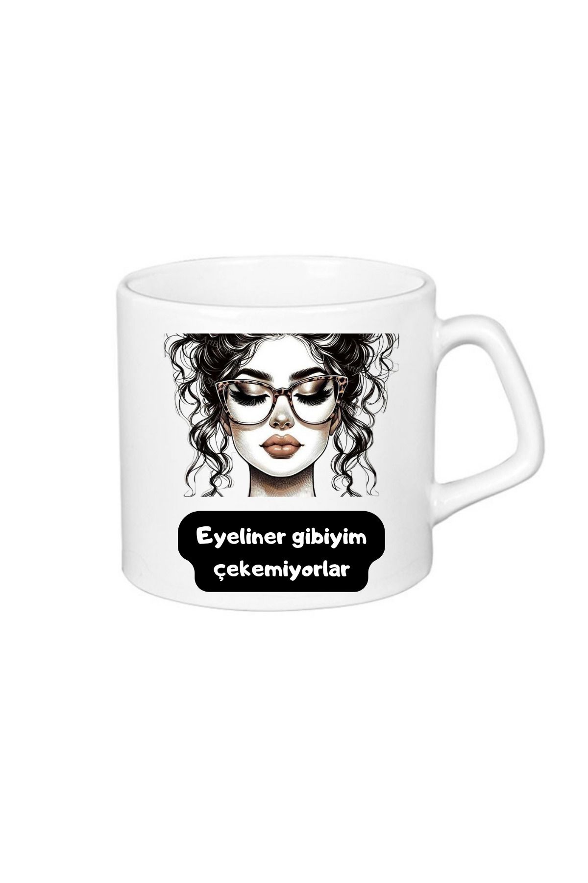 ABC Eyeliner gibiyim çekemiyorlar yazılı kahve kupa bardağı