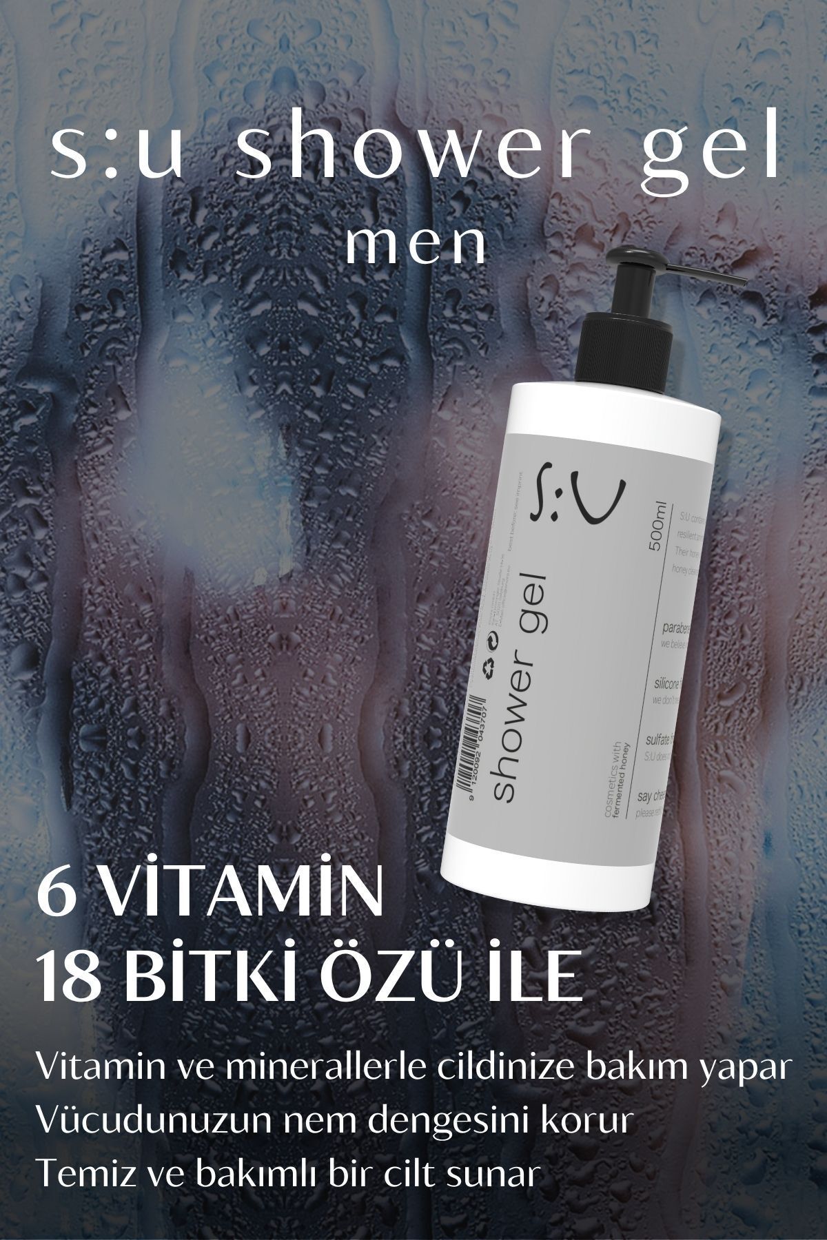 S:U Body Care Shower Gel Men 300 ml - Duş Jeli Erkek Tuz , Paraben , Silikon , Sles/sls Içermez