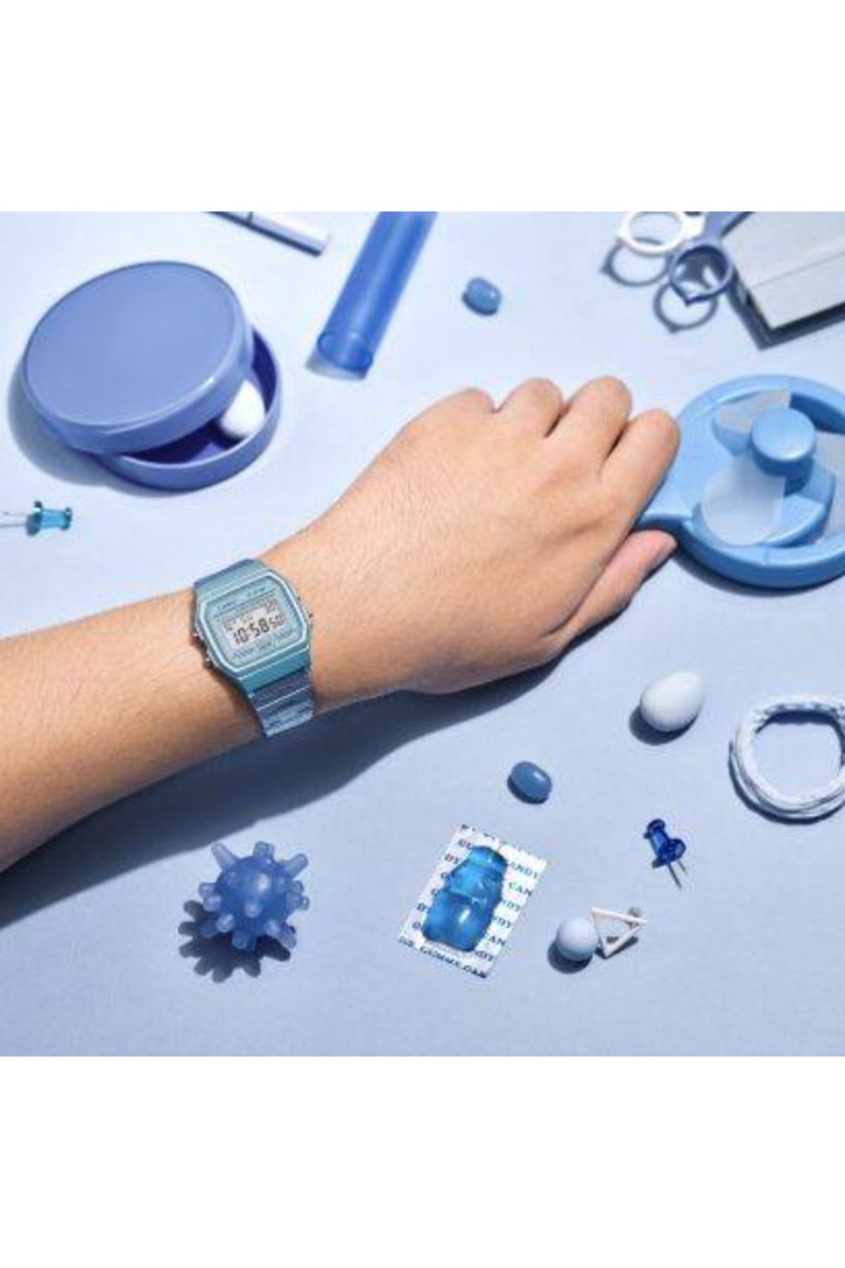 Casio-ساعة كاسيو الرقمية للجنسين بمينا رمادي - F-91WS-2DF 3