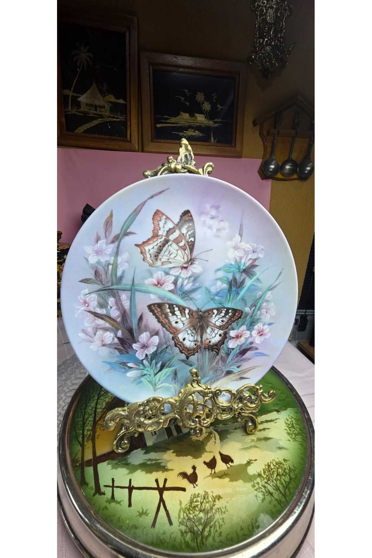 SELTMANN Fine China Porselen Lena Liu İmzalı Kelebek Desenli Duvar Tabagı Serisi no2 23 cm