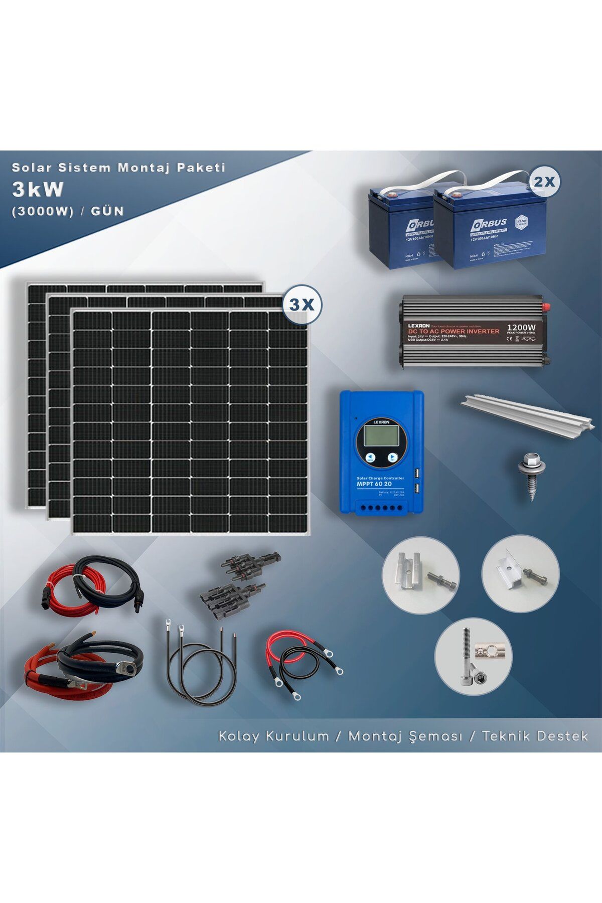 MAtech 3 kW Solar Paket Sistem (3000W/Gün)
