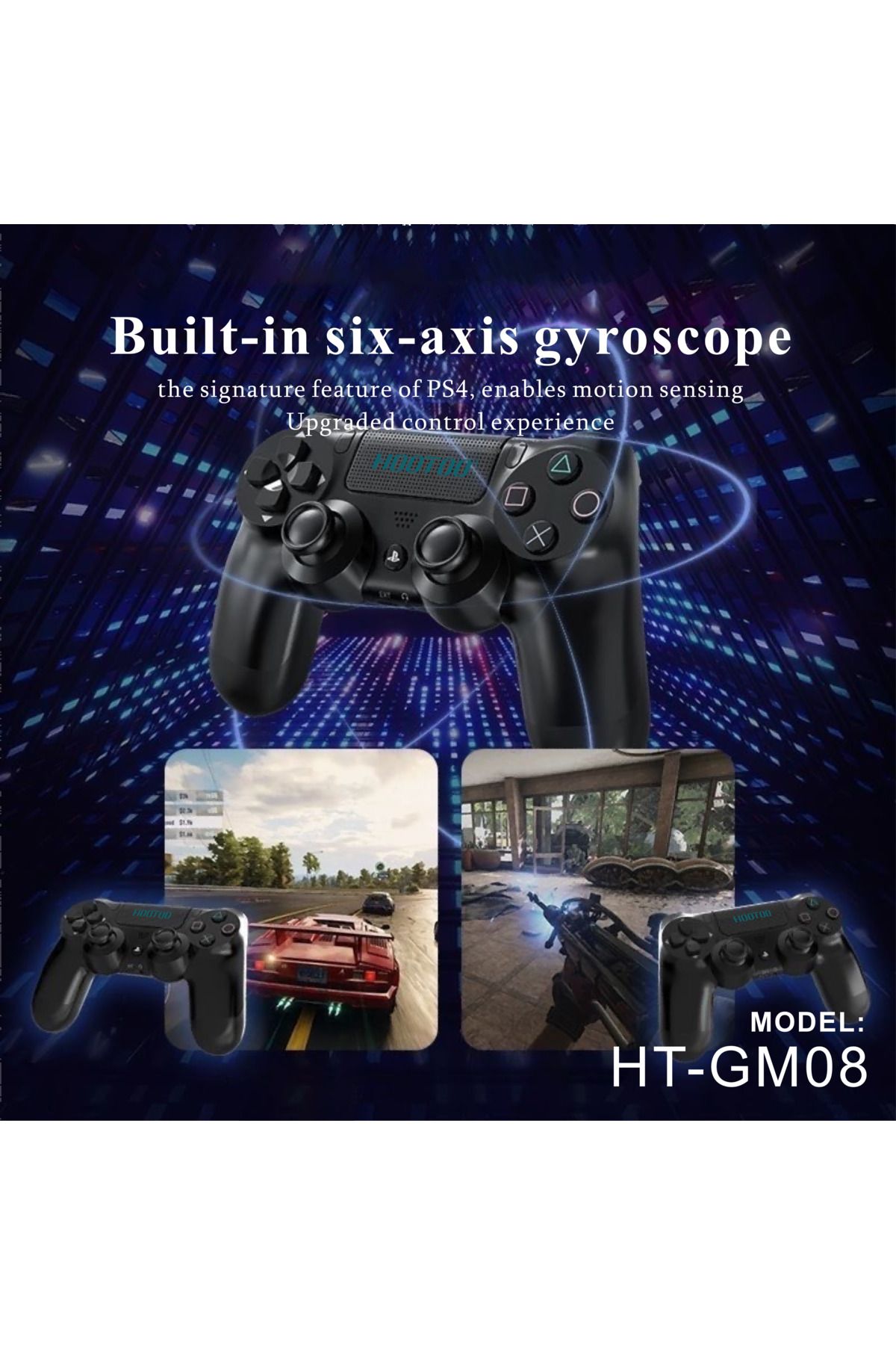 MOOGMAX-HOTO PlayStation 4 Controller - Wireless with Built-in Battery, Microphone, and Headphone Jack, Compatible with Phones via Bluetooth 4
