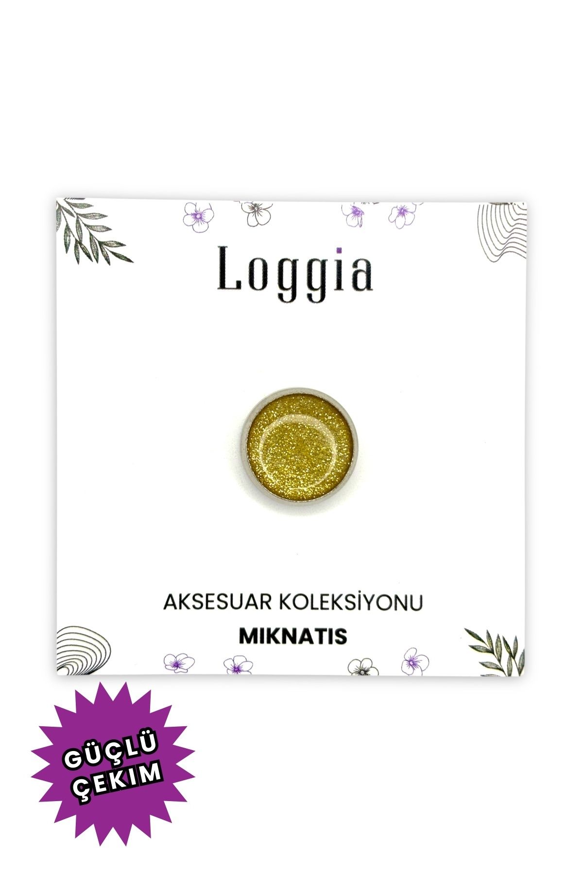 Loggia Eşarp Ve Şal Mıknatısı Simli Sarı - Başörtü Tutucu Kadın Tesettür Aksesuar Mıknatıs