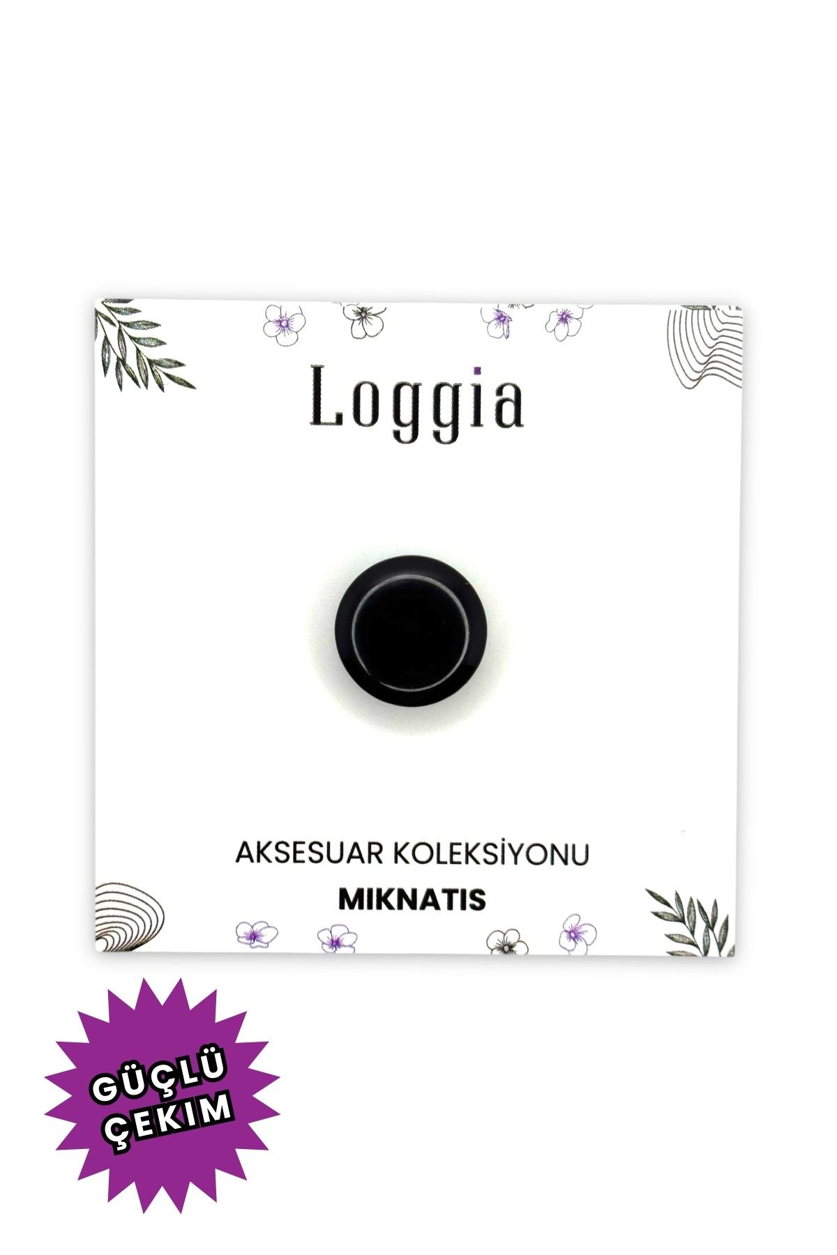 Loggia Eşarp Ve Şal Mıknatısı Mermer Siyah - Başörtü Tutucu Kadın Tesettür Aksesuar Mıknatıs