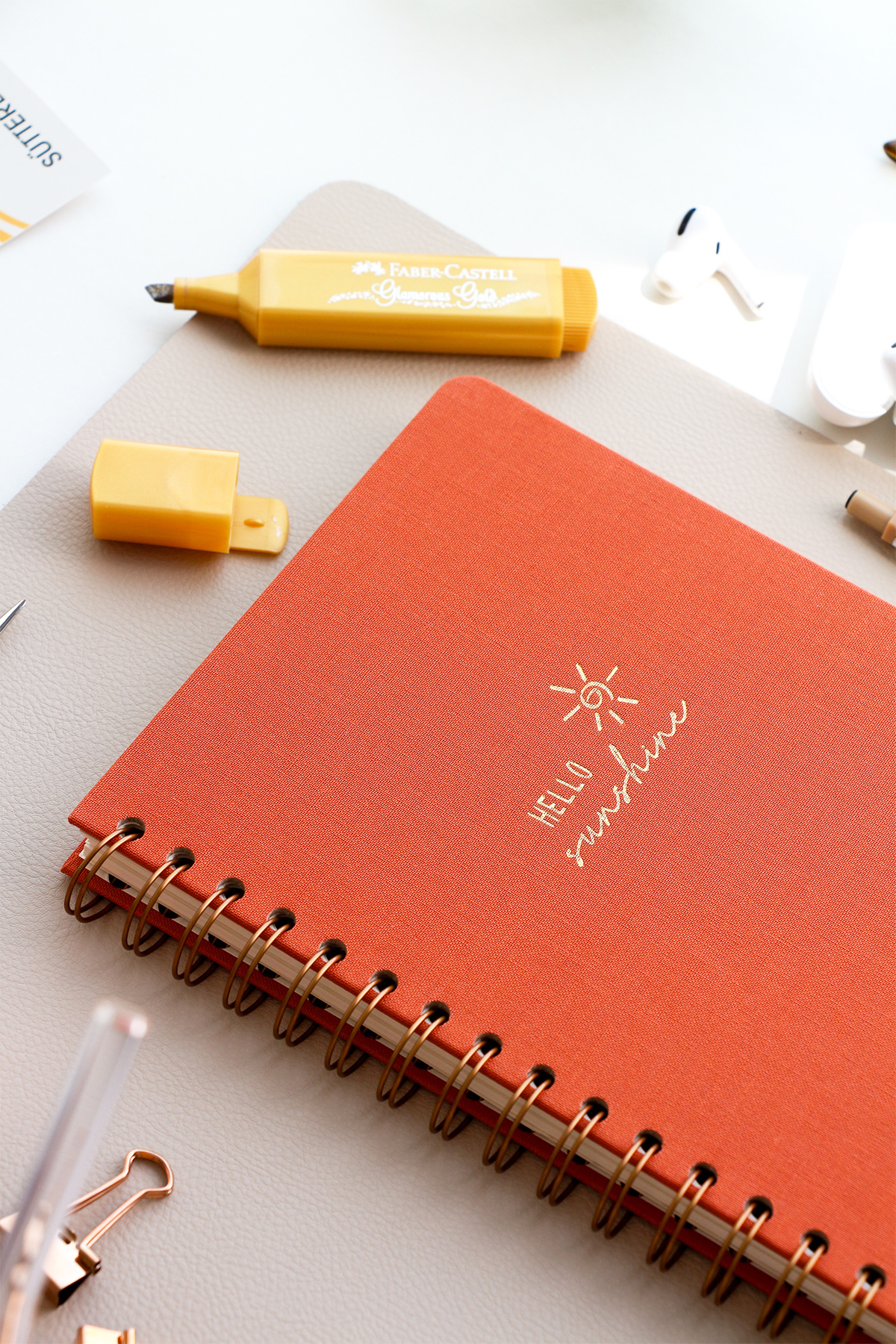 PAPERORA-Linen Checkered A5 Notepad - Spiral, Hard Cover, Undated Coral 3