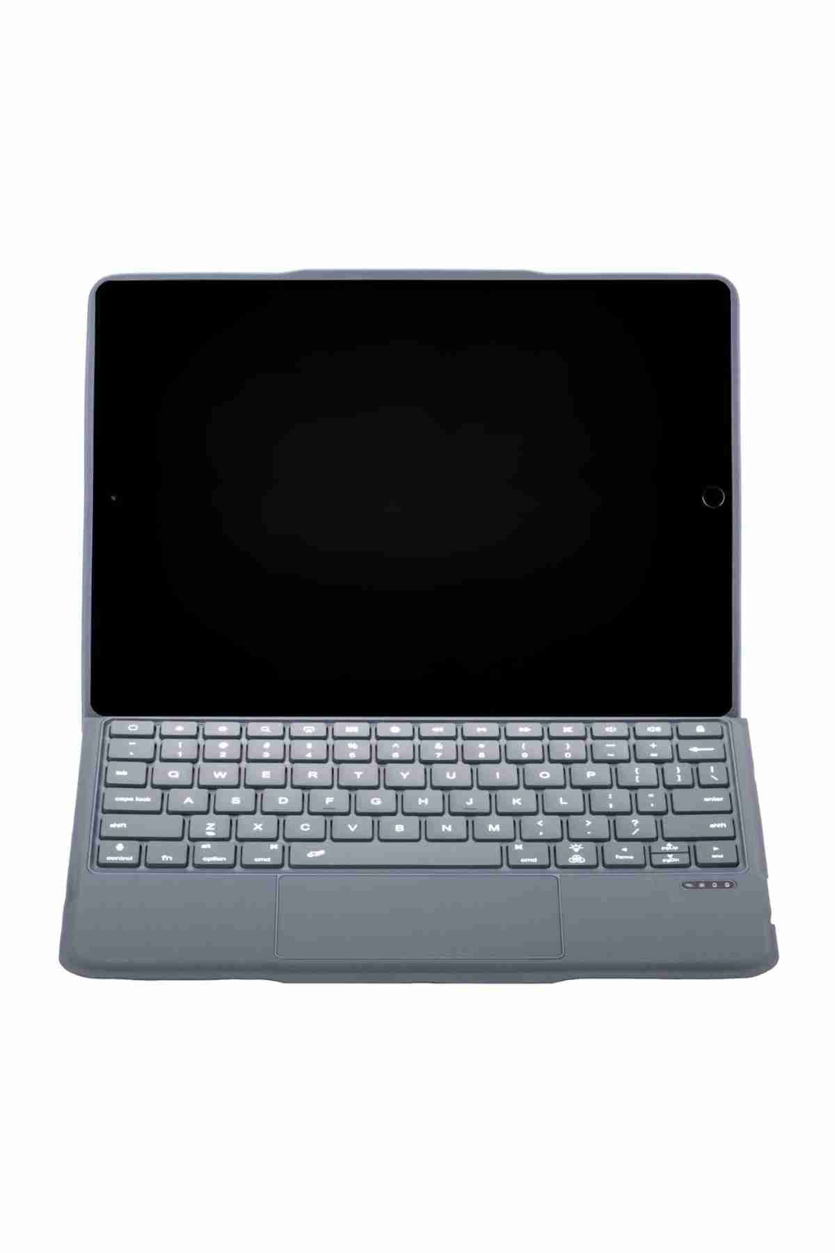 Fuchsia iPad 10.2 7/8/9 Nesil Uyumlu 360° Manyetik Standlı Ledli Touchpadli Katanya Klavyeli Tablet Kılıfı