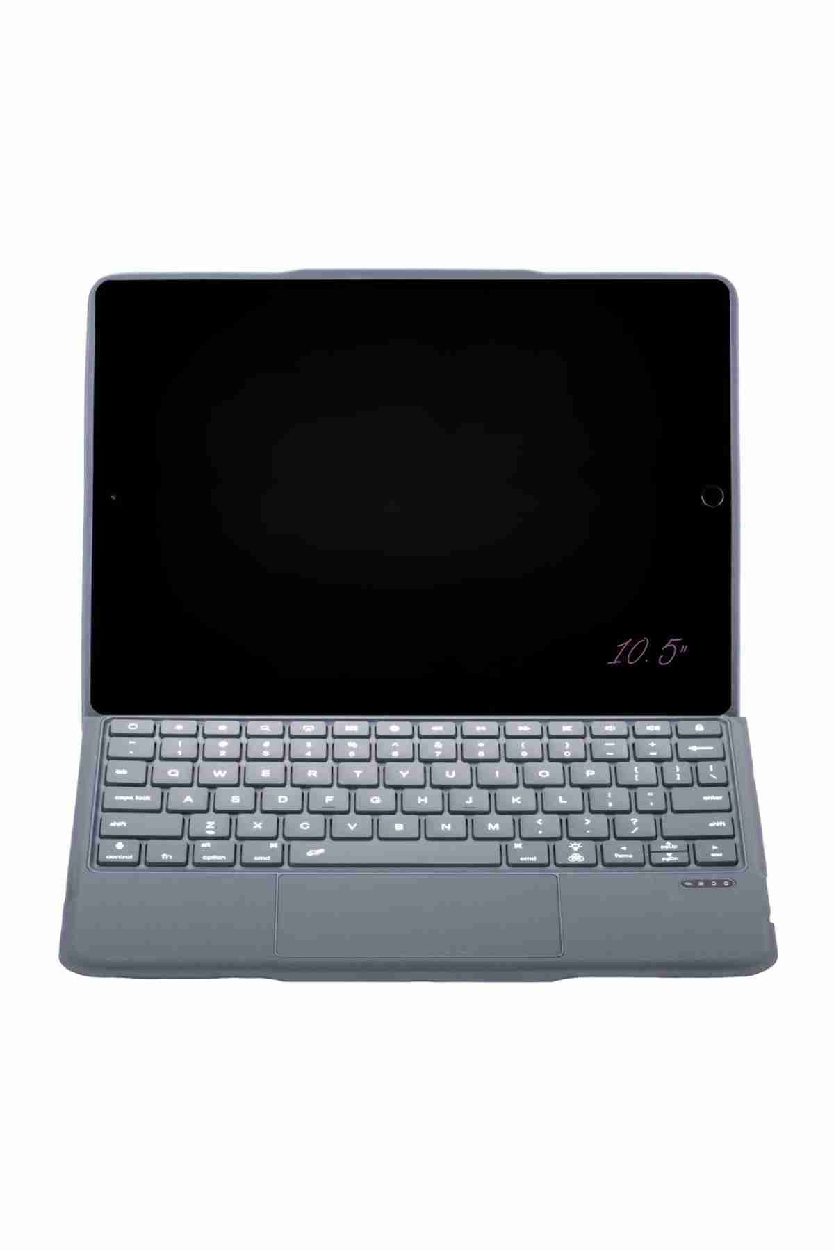 Fuchsia iPad 10.5 Uyumlu 360° Manyetik Standlı Touchpadli Ledli Katanya Klavyeli Tablet Kılıfı