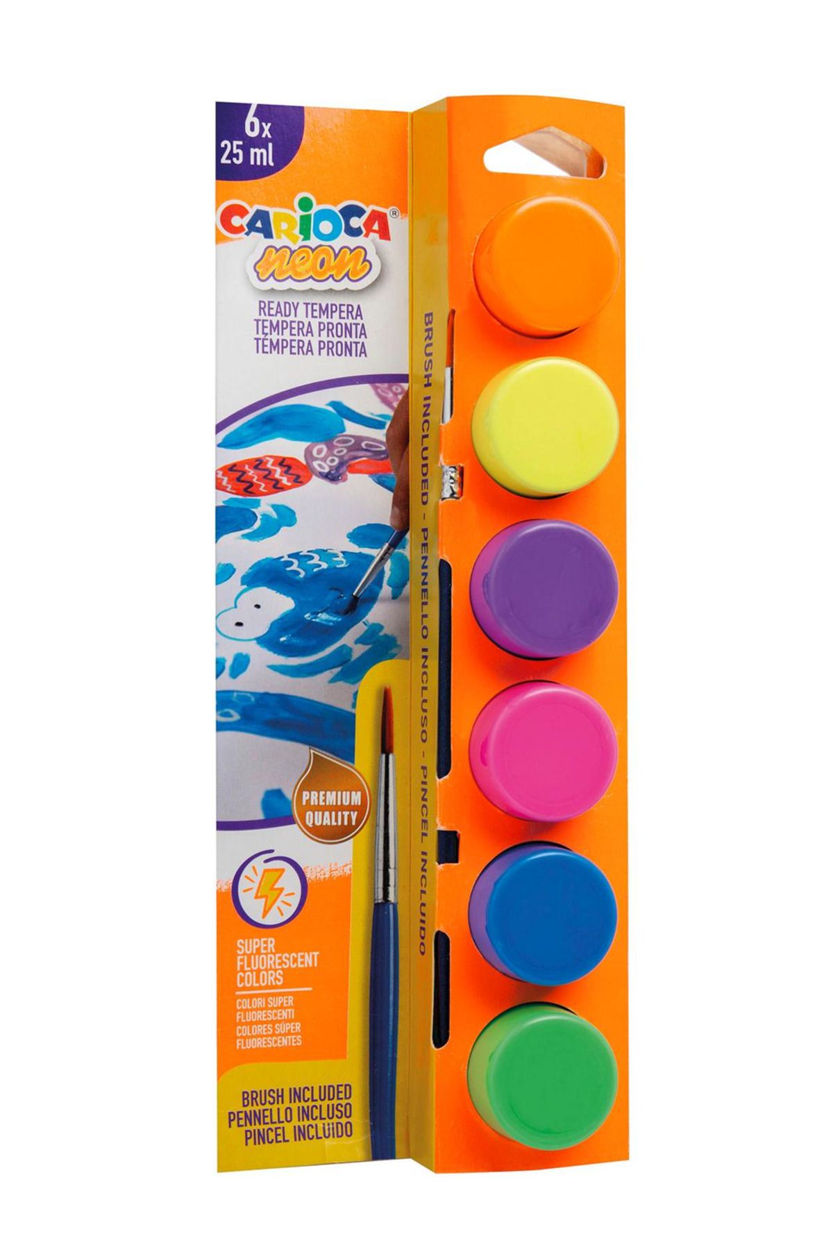 CARIOCA Tempera Fırçalı Sulu Boya Yıkanabilir 6x25 Ml