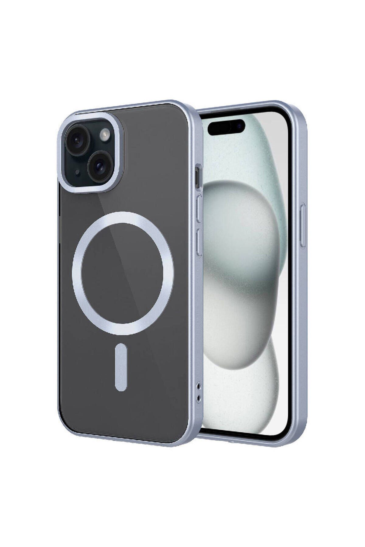 halkhouse İphone 15 Plus Kılıf Mat Tasarımlı Magsafe Wireless Şarj Özellikli Renkli İnce Silikon Mat Setro Kap