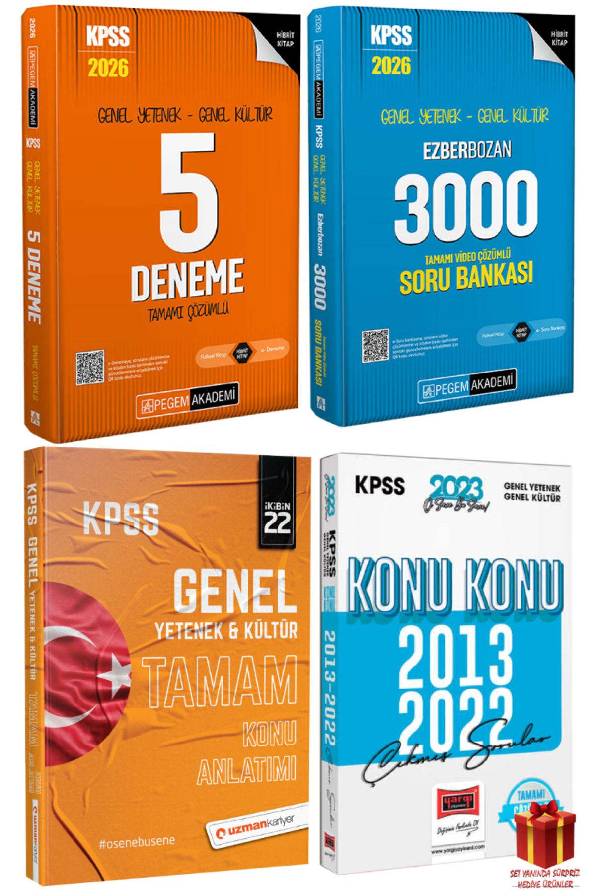 Pegem Akademi Yayıncılık 2026 Pegem KPSS 5 Deneme+2026 Pegem KPSS Ezberbozan 3000 Soru Bankası+GYGK Konu+Çıkmış Sorular