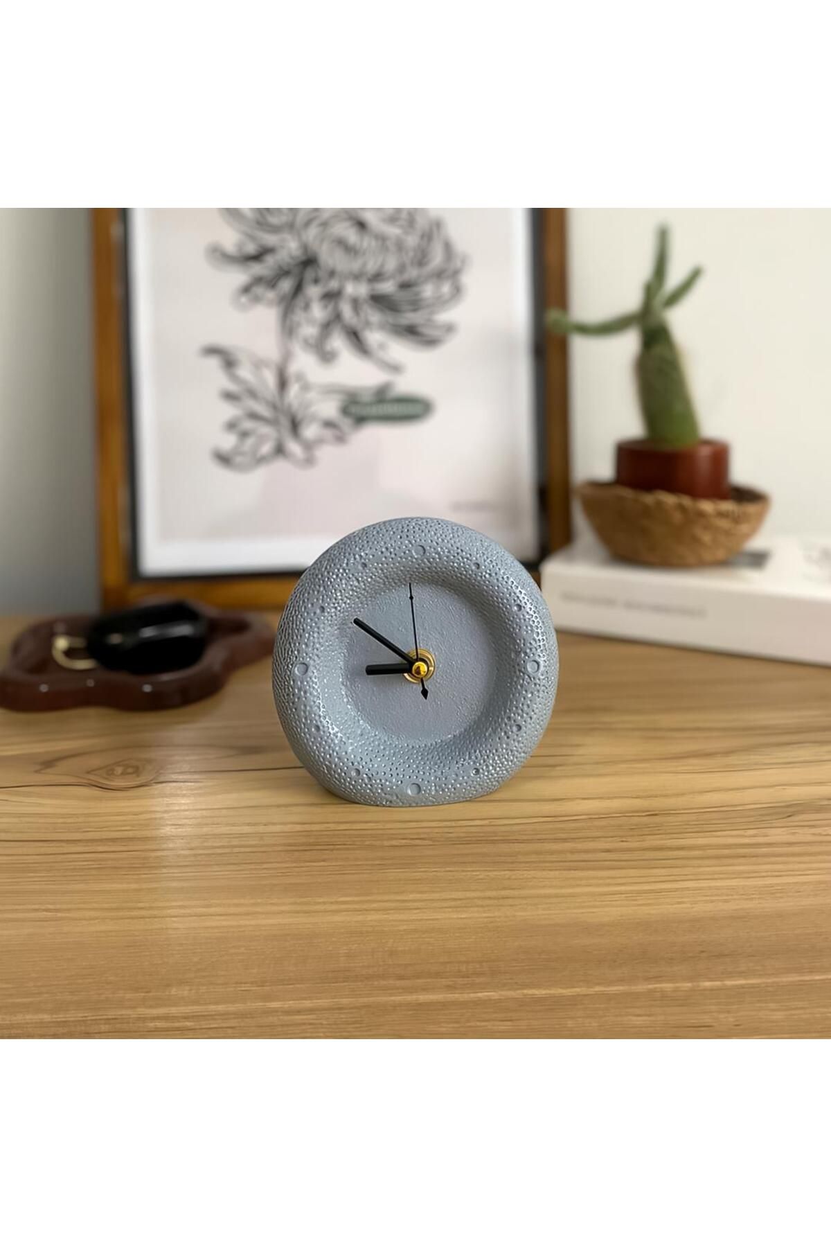 Dekovera Dms01001 - Nokta Dokulu Gri Dekoratif Masa Saati